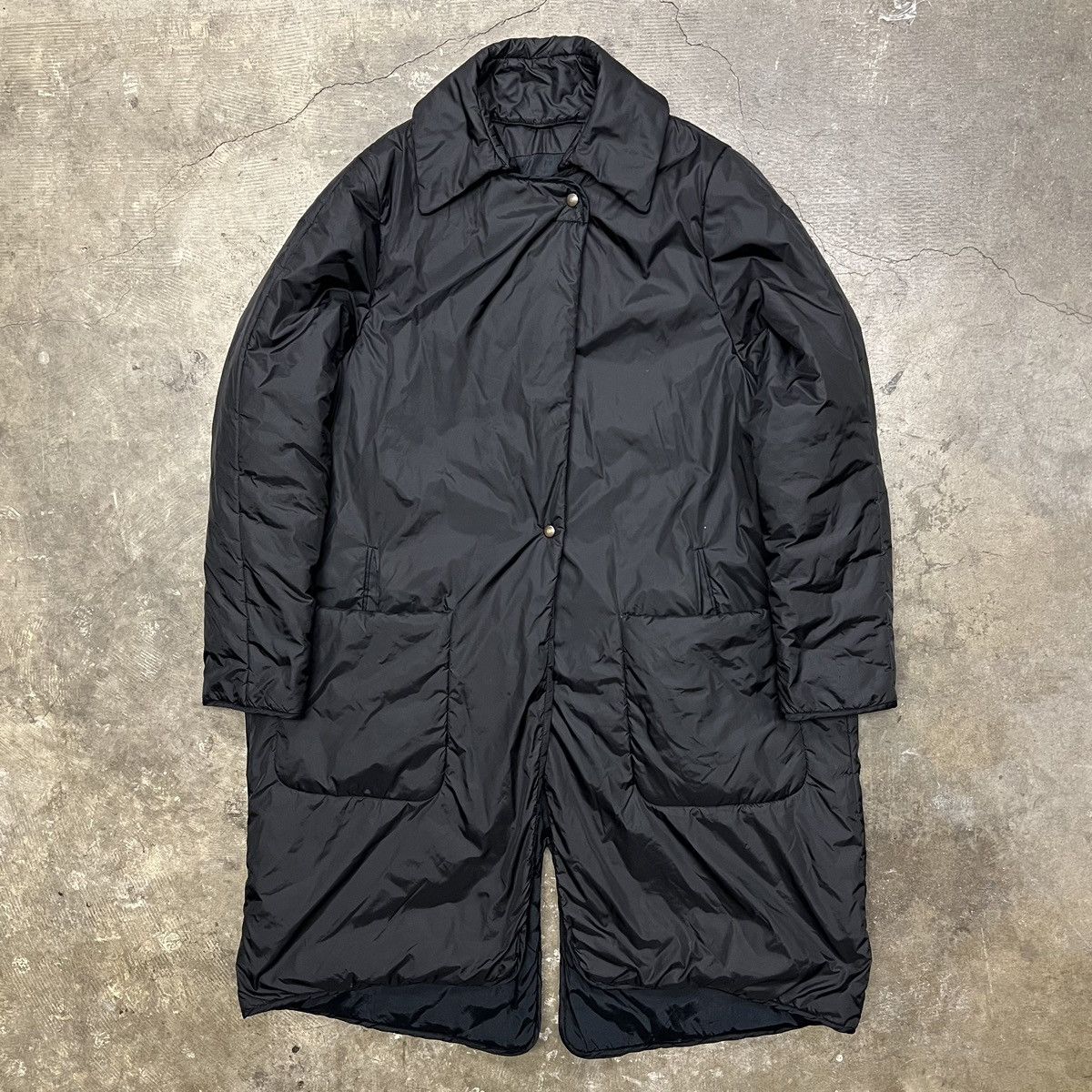 image of Maison Margiela Puffer Trench Coat in Black, Men's (Size Small)