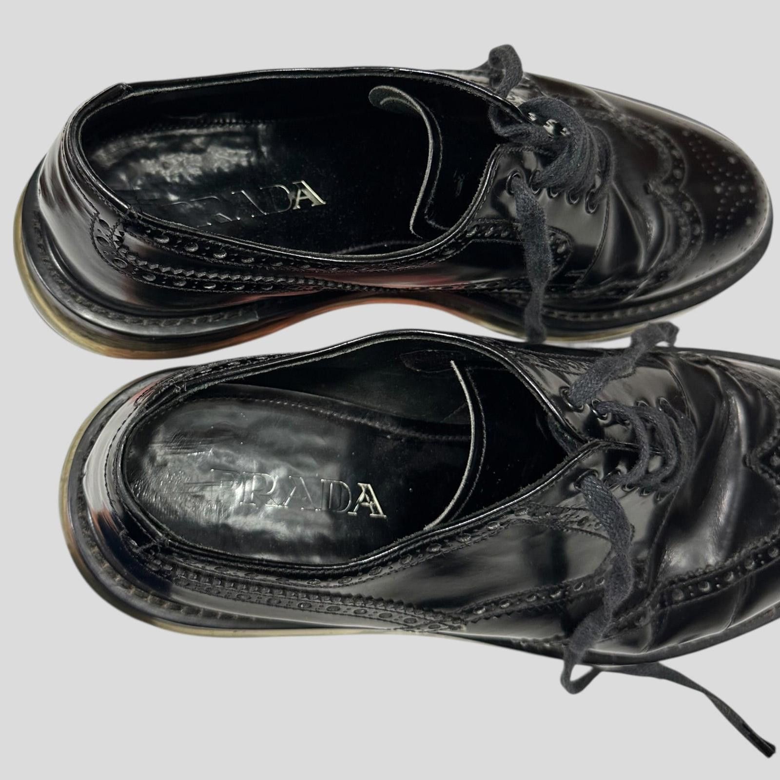 Prada Prada Air Levitate Brogues Black Leather Derby Shoes - UK9 Size US 10 / EU 43 - 8 Thumbnail