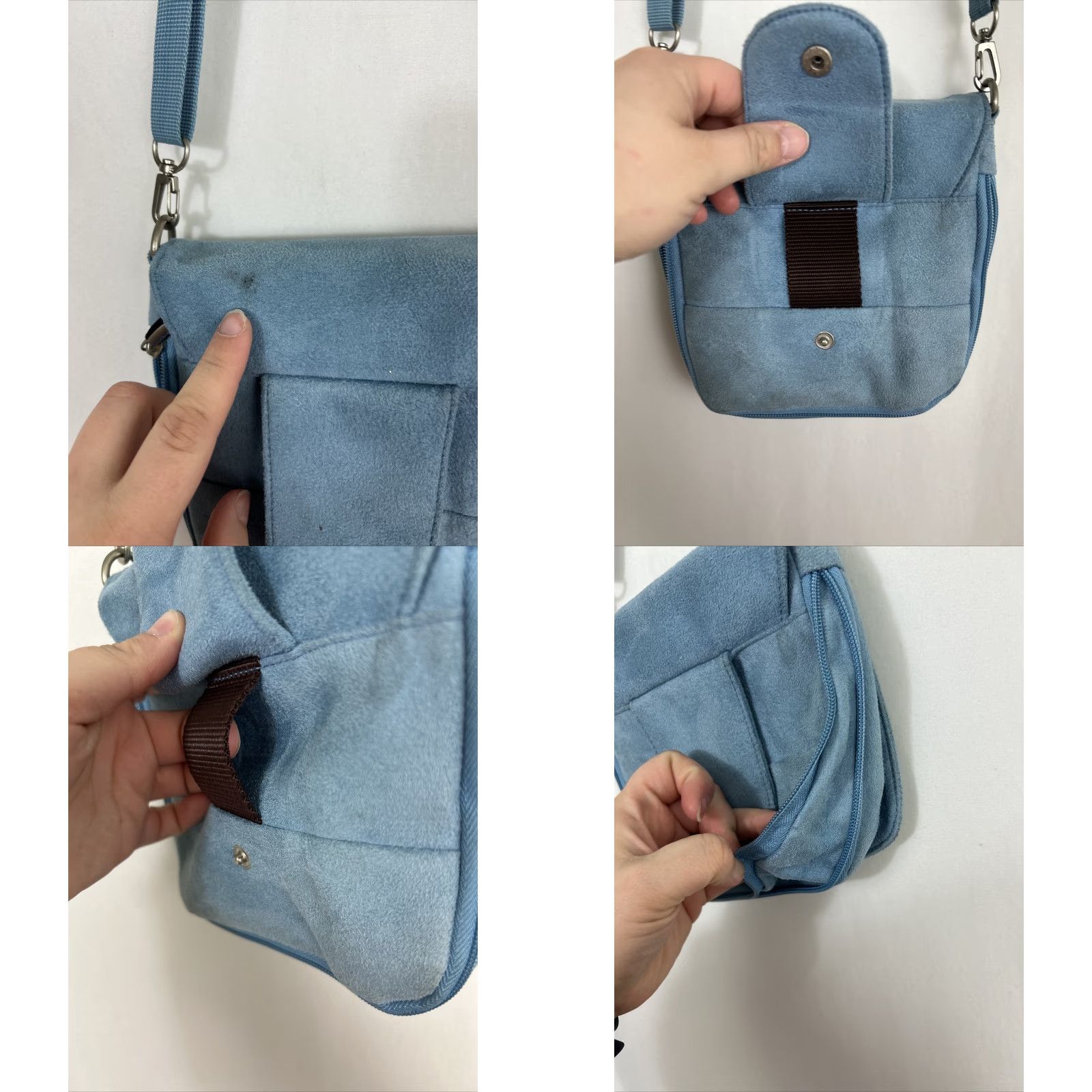 Vintage Travelon Blue Microfiber Suede Feel Organizer Shoulder Bag Travel Crossbody Size ONE SIZE - 10 Thumbnail