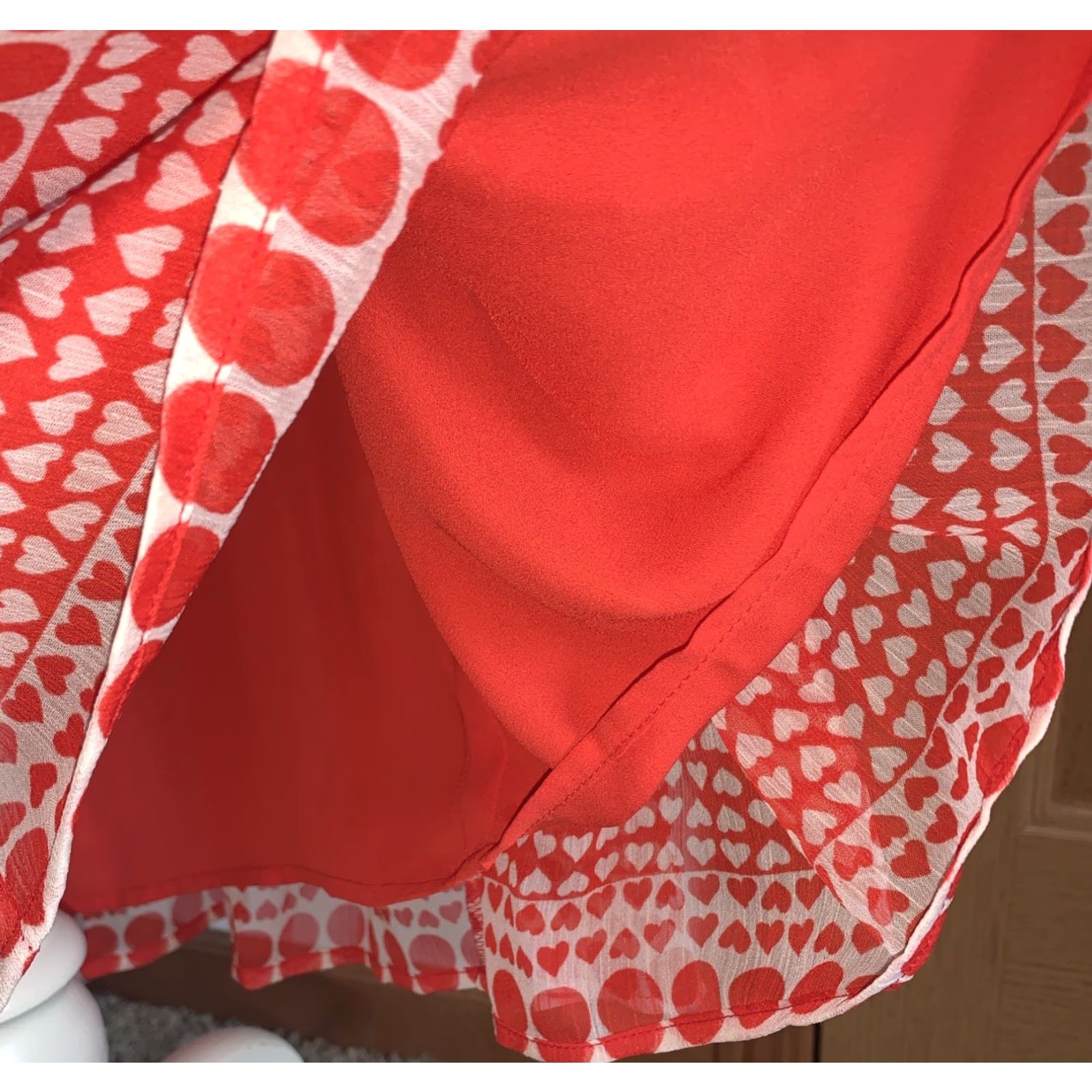Loft LOFT Blouse Shirt S Red White Polka Dot Print V-Neck Long Sleeve Pullover Knit Nylon Polyester Turtleneck-? Size S / US 4 / IT 40 - 5 Thumbnail