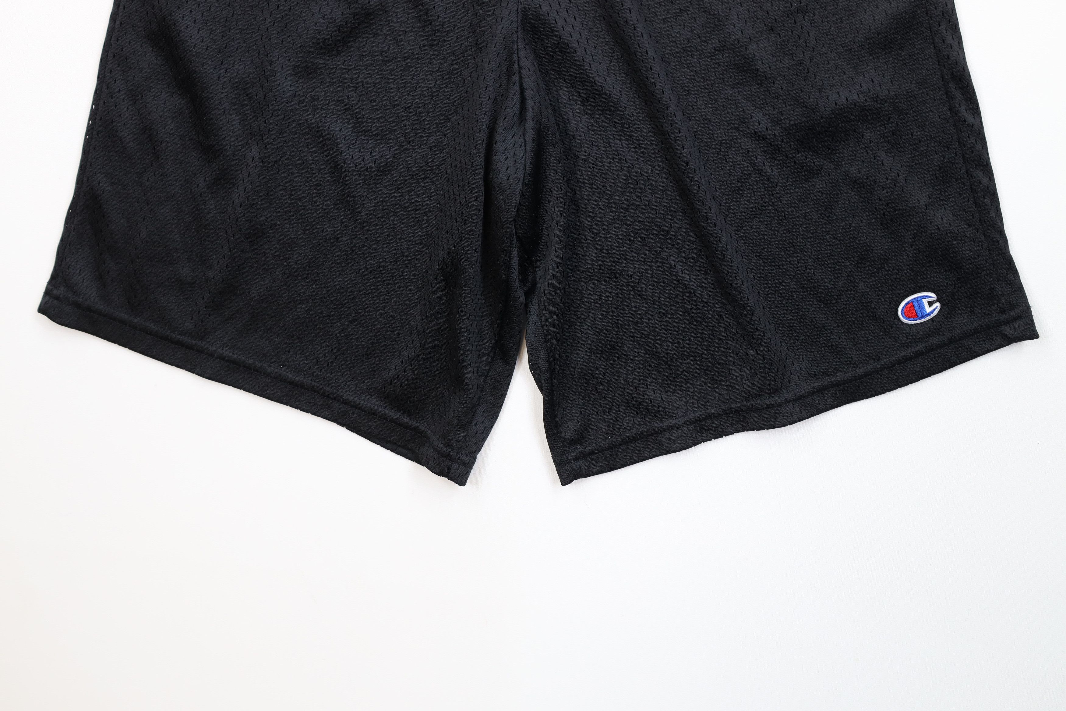 Champion Vintage Champion Logo Mesh Above Knee Shorts Black Polyester Size US 30 / EU 46 - 4 Thumbnail