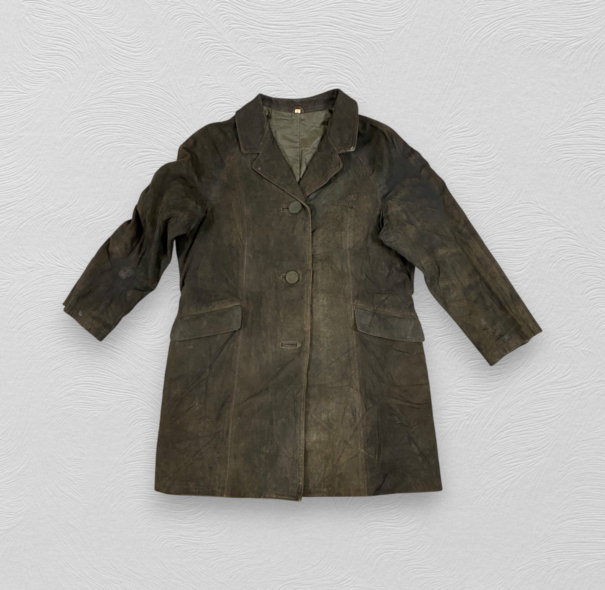 Leather Vintage Leather Button Up Coat Jacket- J420 Size US M / EU 48-50 / 2 - 1 Thumbnail