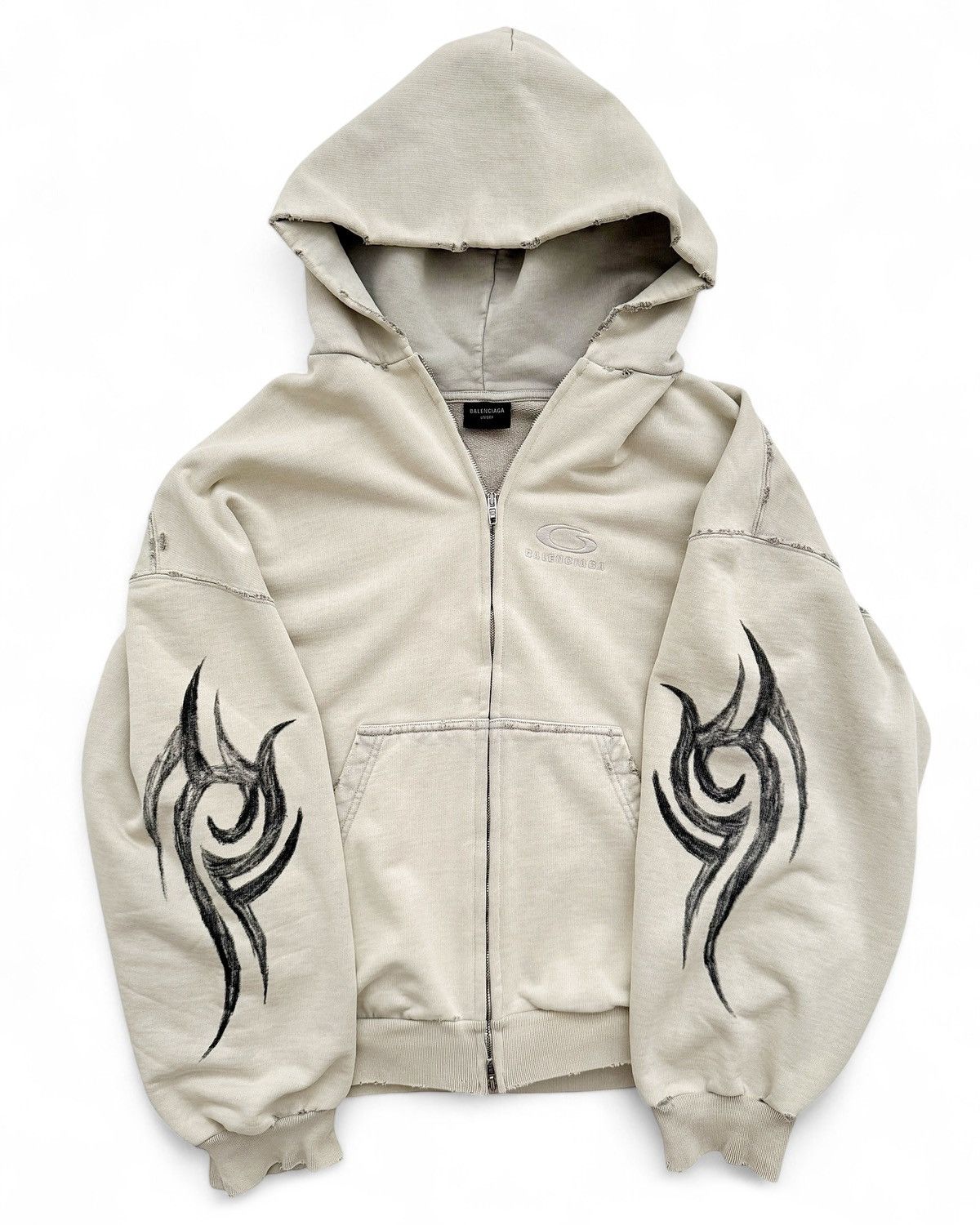 Balenciaga 2024 Y2K Sharpie Tattoo Tribal Crop Hoodie Grailed