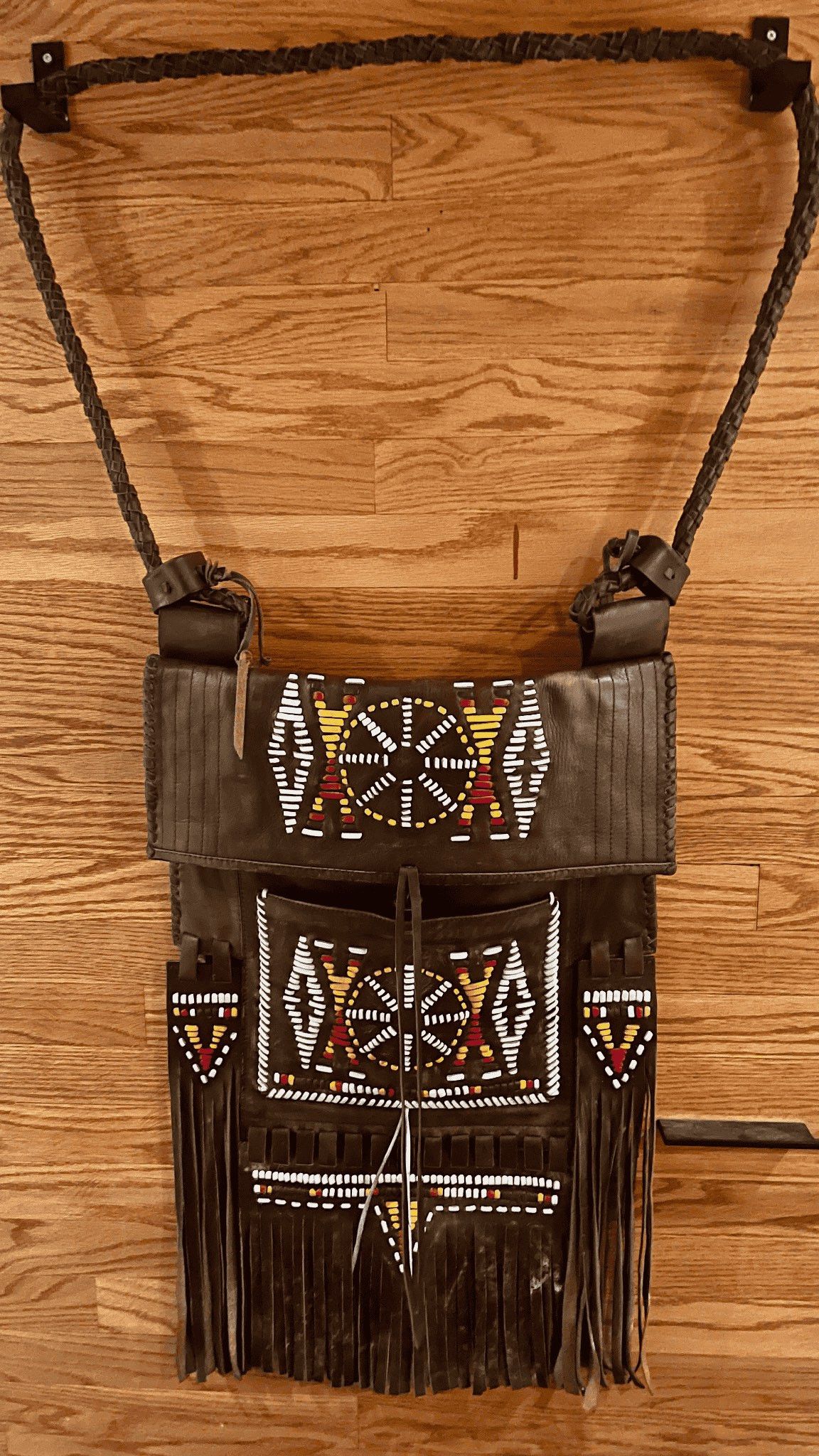 Other 🔥Handmade Tribal Beaded Leather Fringe Bag Size ONE SIZE - 1 Thumbnail