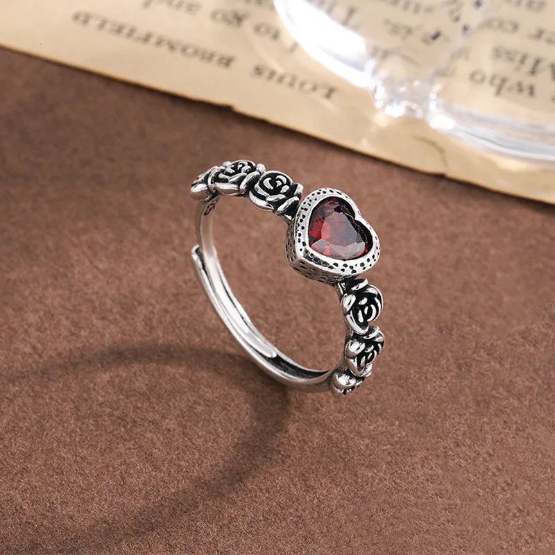 Designer × Jewelry Love Heart Red Crystal Ring Size ONE SIZE - 1 Thumbnail