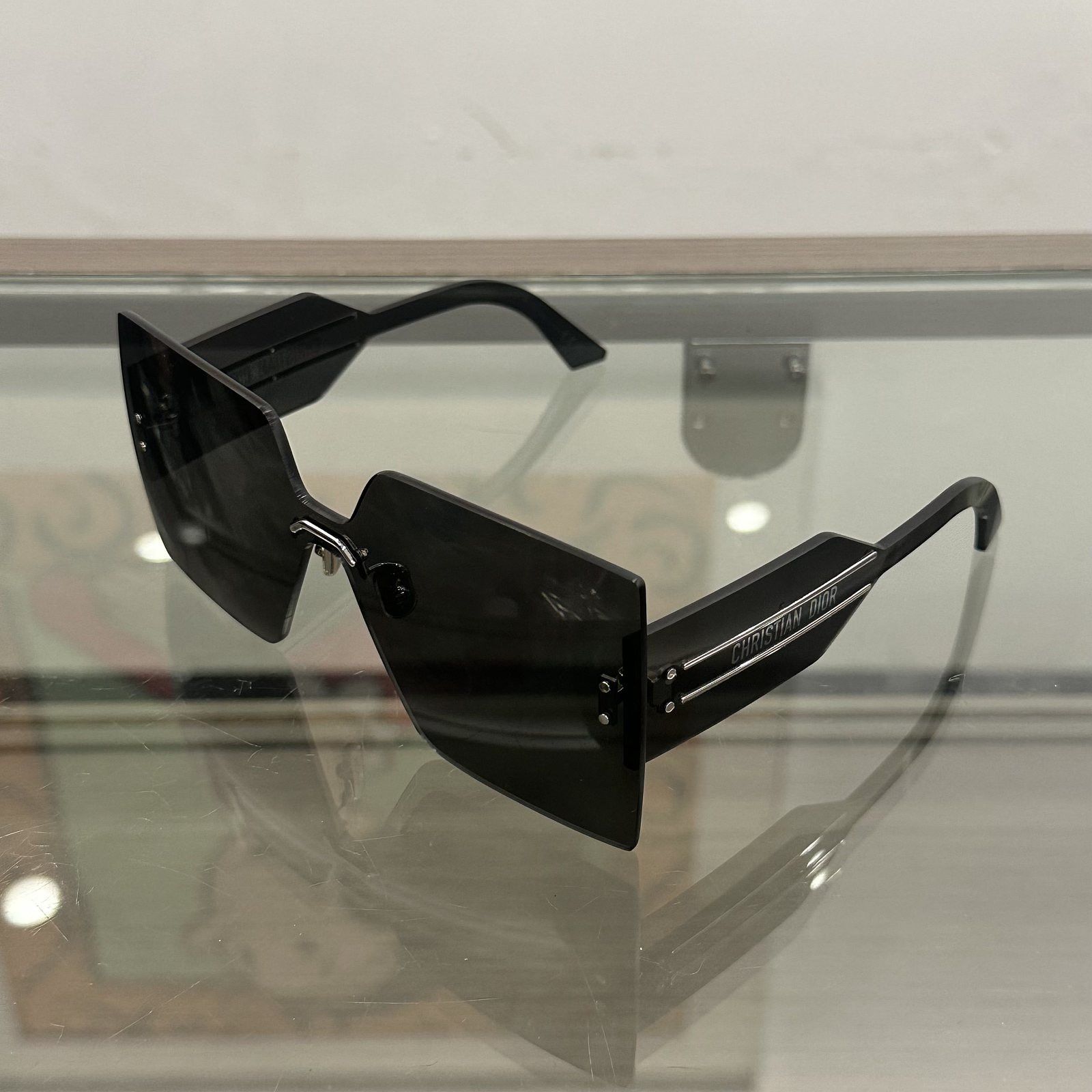 DIOR Shield Sunglasses - Gray Lens DIOR logo on sides New Christian Dior Schlak 2 Shield Sunglasses C. WG7 Grey  main image 2