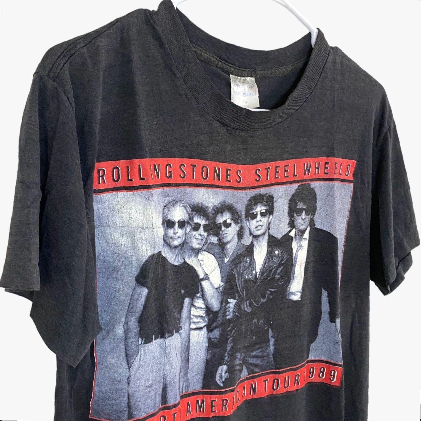Vintage VINTAGE Rolling Stones T-Shirt 1989 Steel Wheels Tour Music Band Mens Large Black Graphic Tee Retro 80s Concert Size US L / EU 52-54 / 3 - 5 Thumbnail