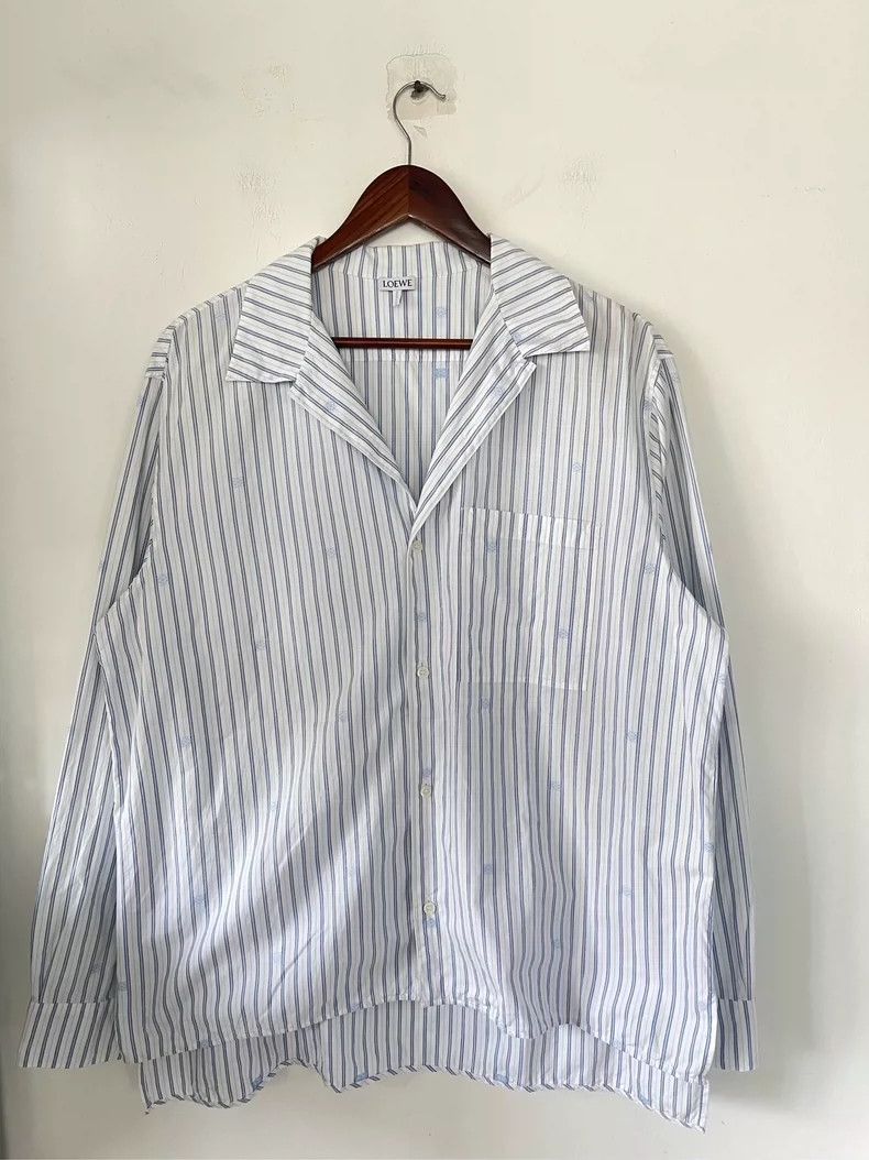 LOEWE Blue and white striped long-sleeved shirt