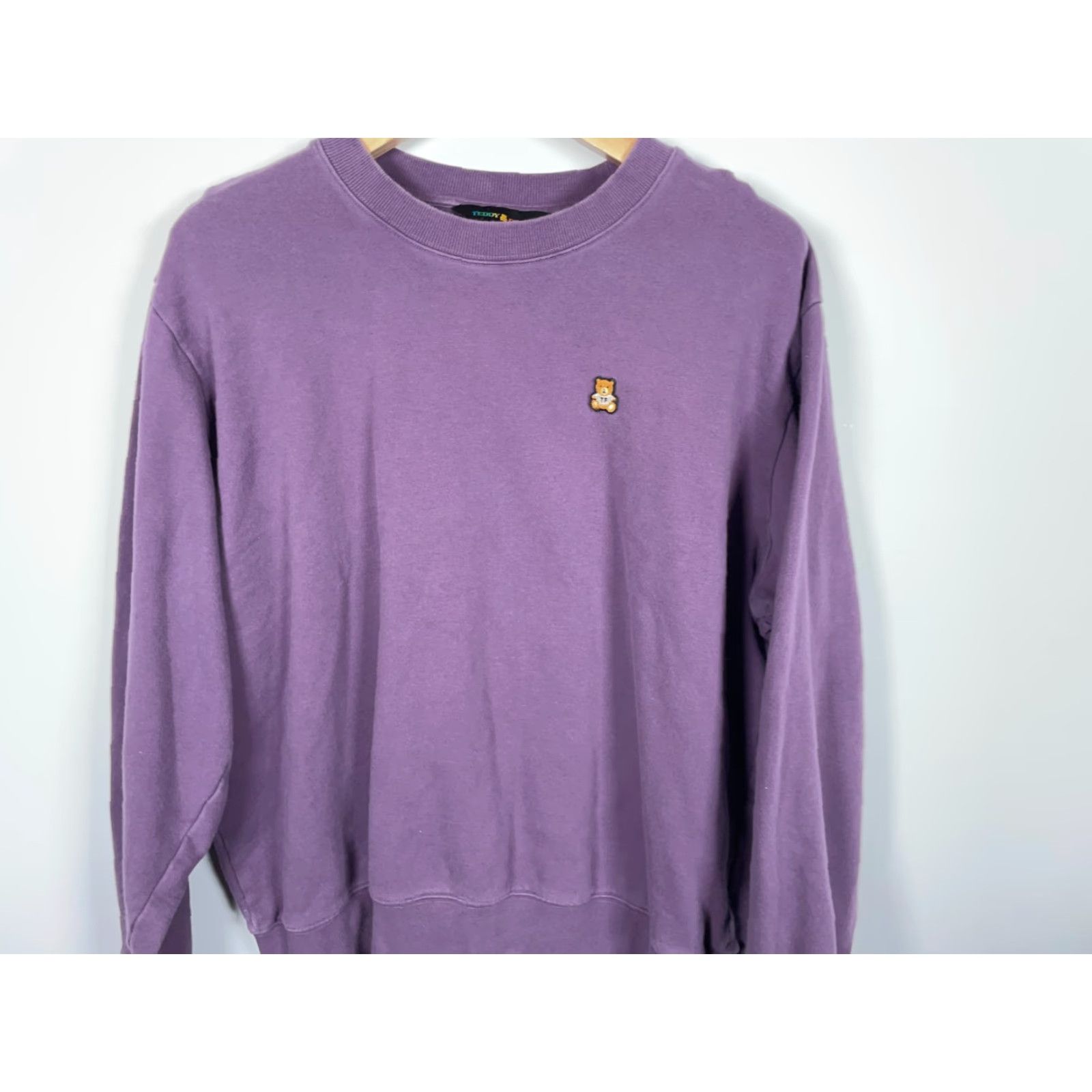 Teddy Fresh VINTAGE Teddy Fresh Sweatshirt Men XL Purple Crewneck Bear Embroidery Boxy Fit Size US XL / EU 56 / 4 - 4 Thumbnail