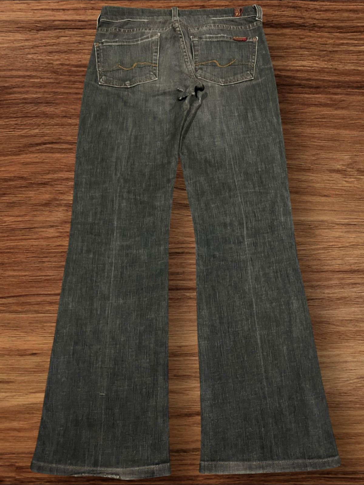 7 For All Mankind 7 For All Mankind Black Faded Washed Distressed Flare Jeans Size 29" - 2 Thumbnail