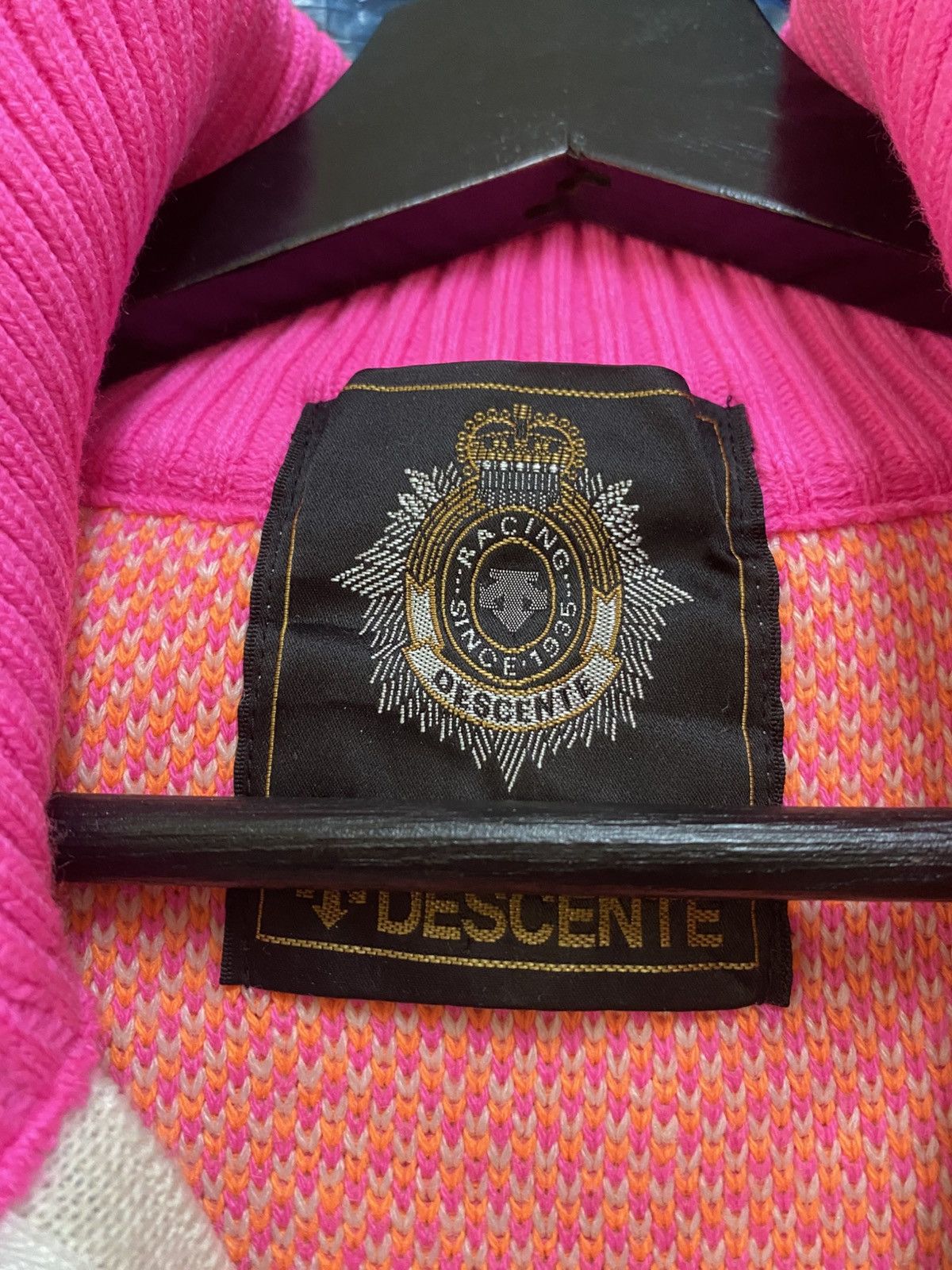 Descente Vintage DESCENTE Racing Knit Sweater 90s Retro Pink Neon Size US M / EU 48-50 / 2 - 9 Thumbnail