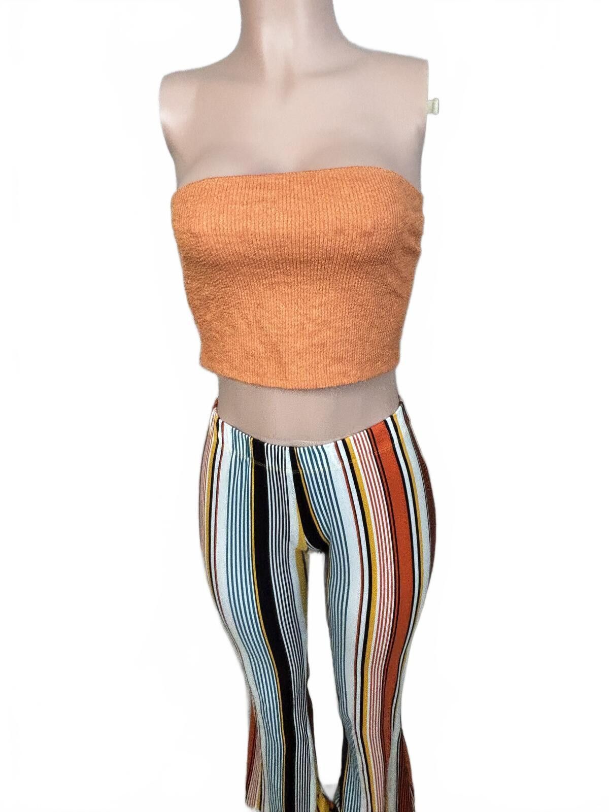 H&M H&M Festival Boho Orange Strapless Crop Top. Size Medium. Size 32" / US 10 / IT 46 - 3 Thumbnail