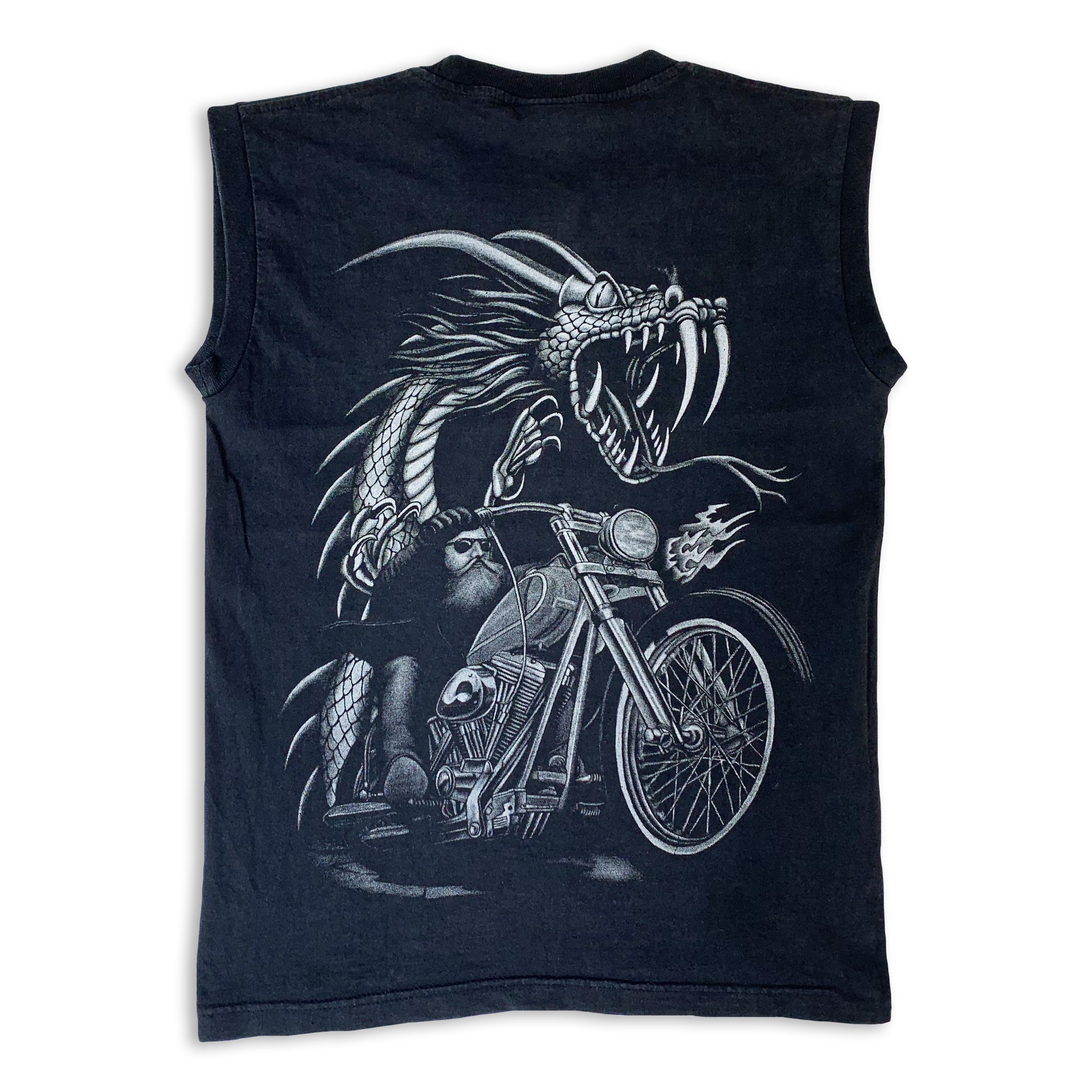 Vintage Vintage 90s Biker Dragon t shirt Y2K Retro Rock Cut off Size US S / EU 44-46 / 1 - 3 Thumbnail