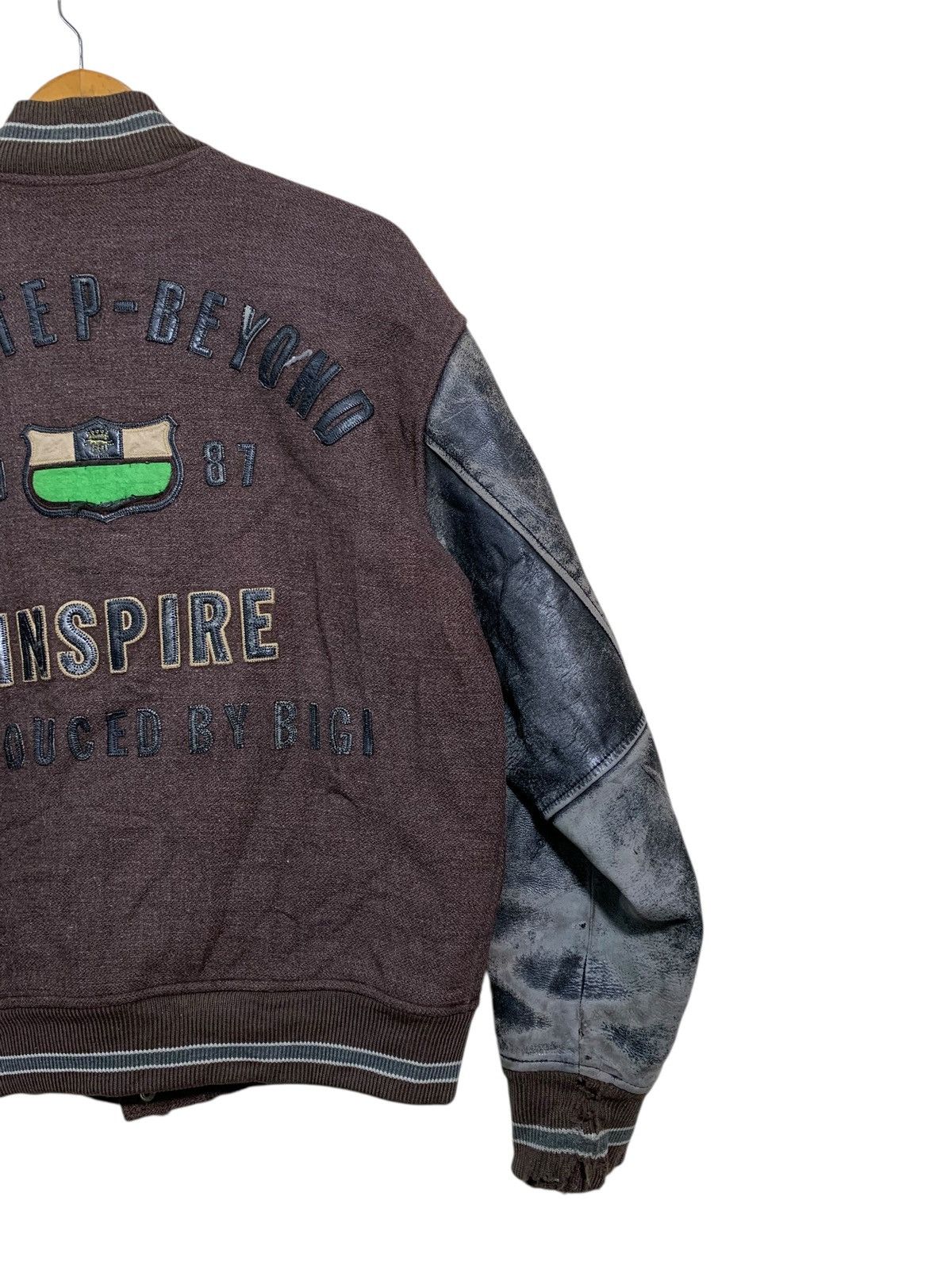 BIGI 🔥VTG VERY WORN BIGI WOOL/LEATHER VARSITY JACJET Size US L / EU 52-54 / 3 - 6 Thumbnail