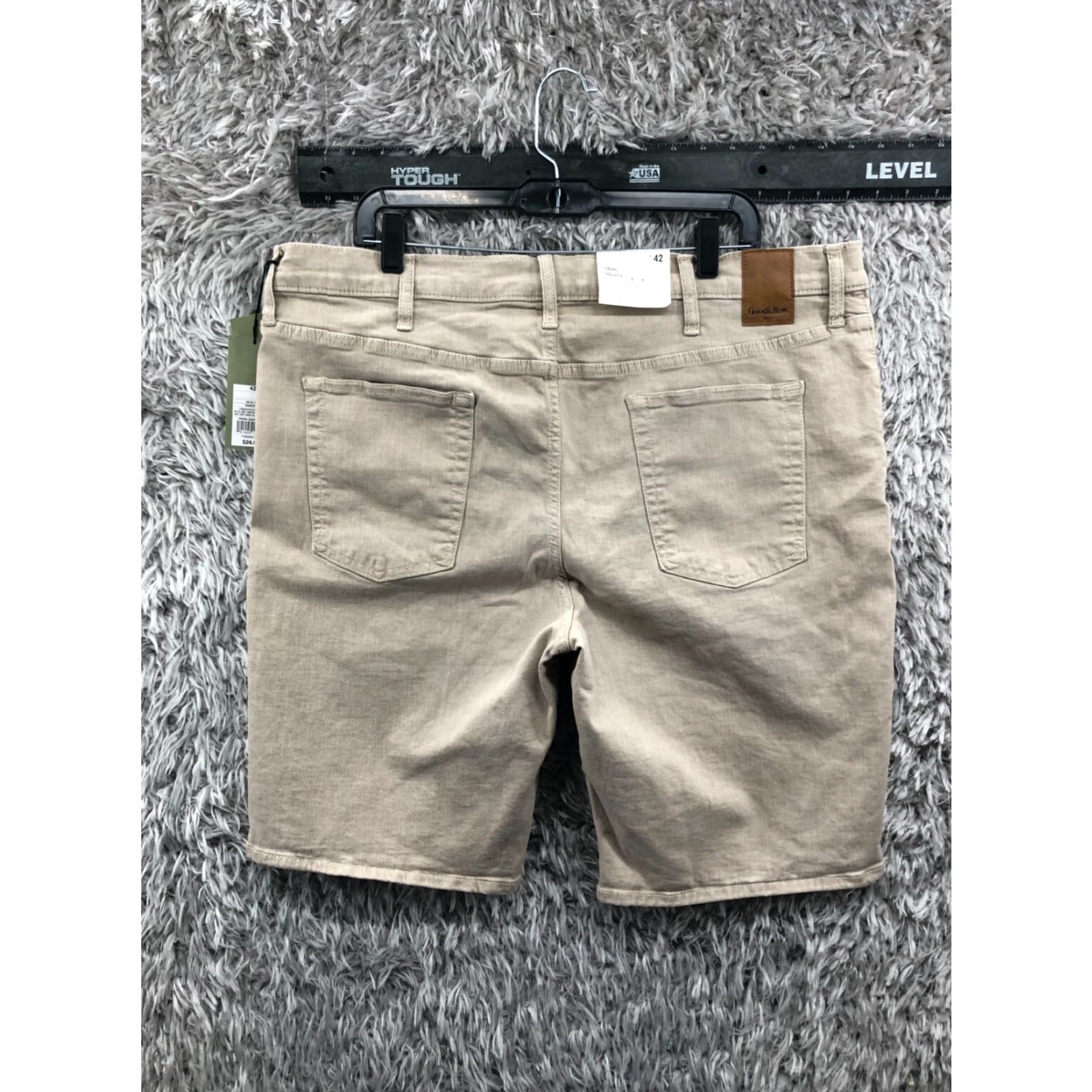 Vintage Goodfellow Bermuda Shorts Mens Size 42 Slim Mid Beige Denim 5-Pocket Logo Size US 42 / EU 58 - 6 Thumbnail