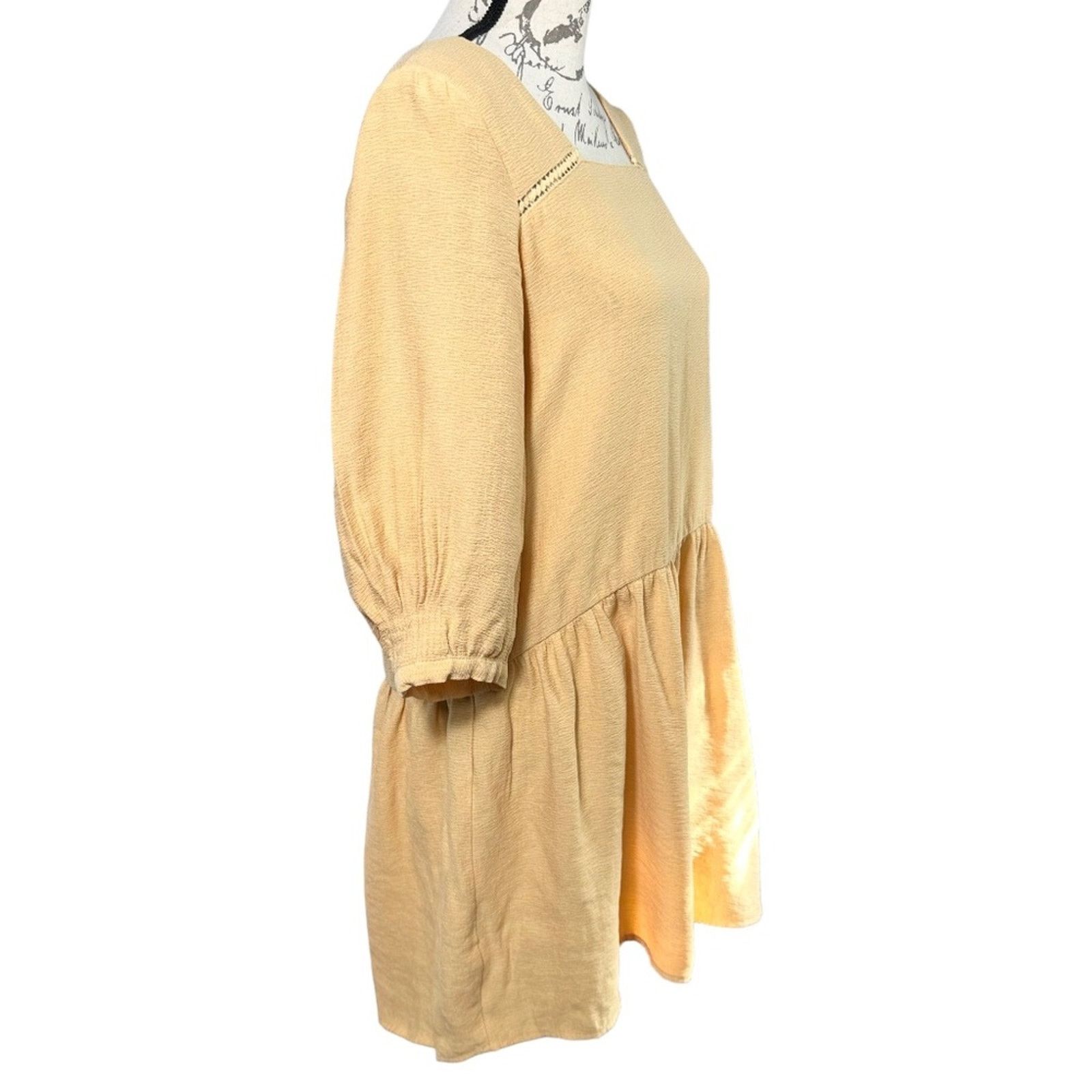 Zara Boho Chic Square Neck Dress Crochet Detailing Dropped Waist Size M / US 6-8 / IT 42-44 - 2 Thumbnail