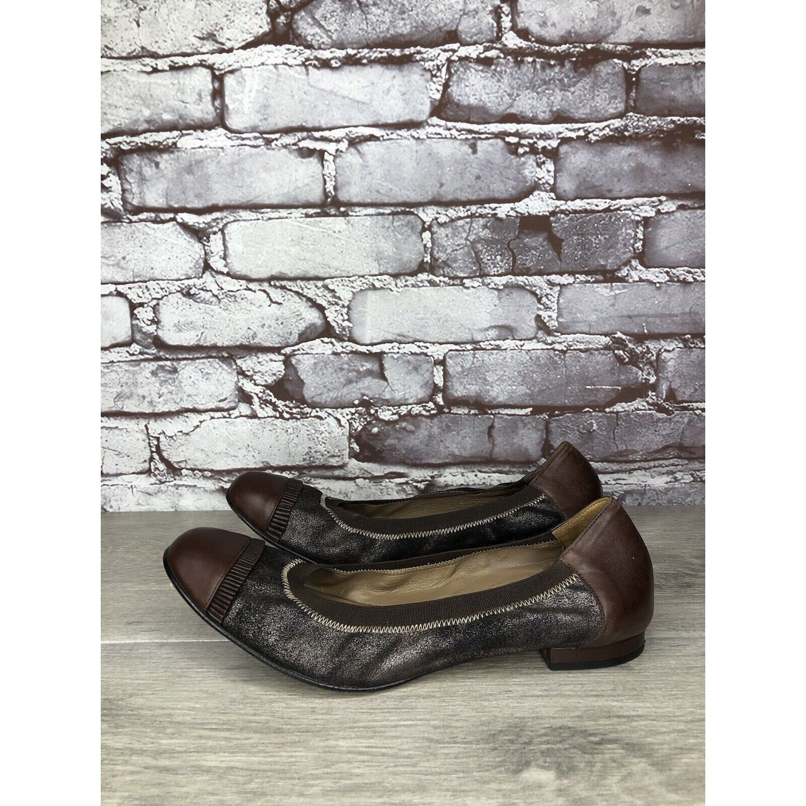 Other Anyi Lu Cate Brown Metallic Flecked Suede Leather Cap Toe Ba Size US 10 / IT 40 - 20 Thumbnail