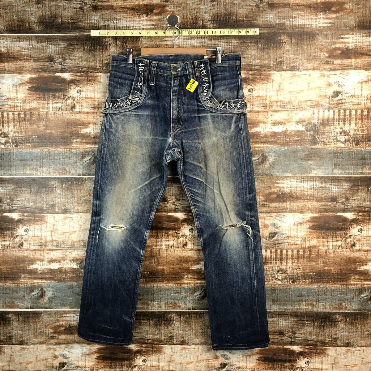 Japanese Brand D RNASlang Japan Distressed ripped buckle back Denim #A2154 Size US 30 / EU 46 - 1 Thumbnail