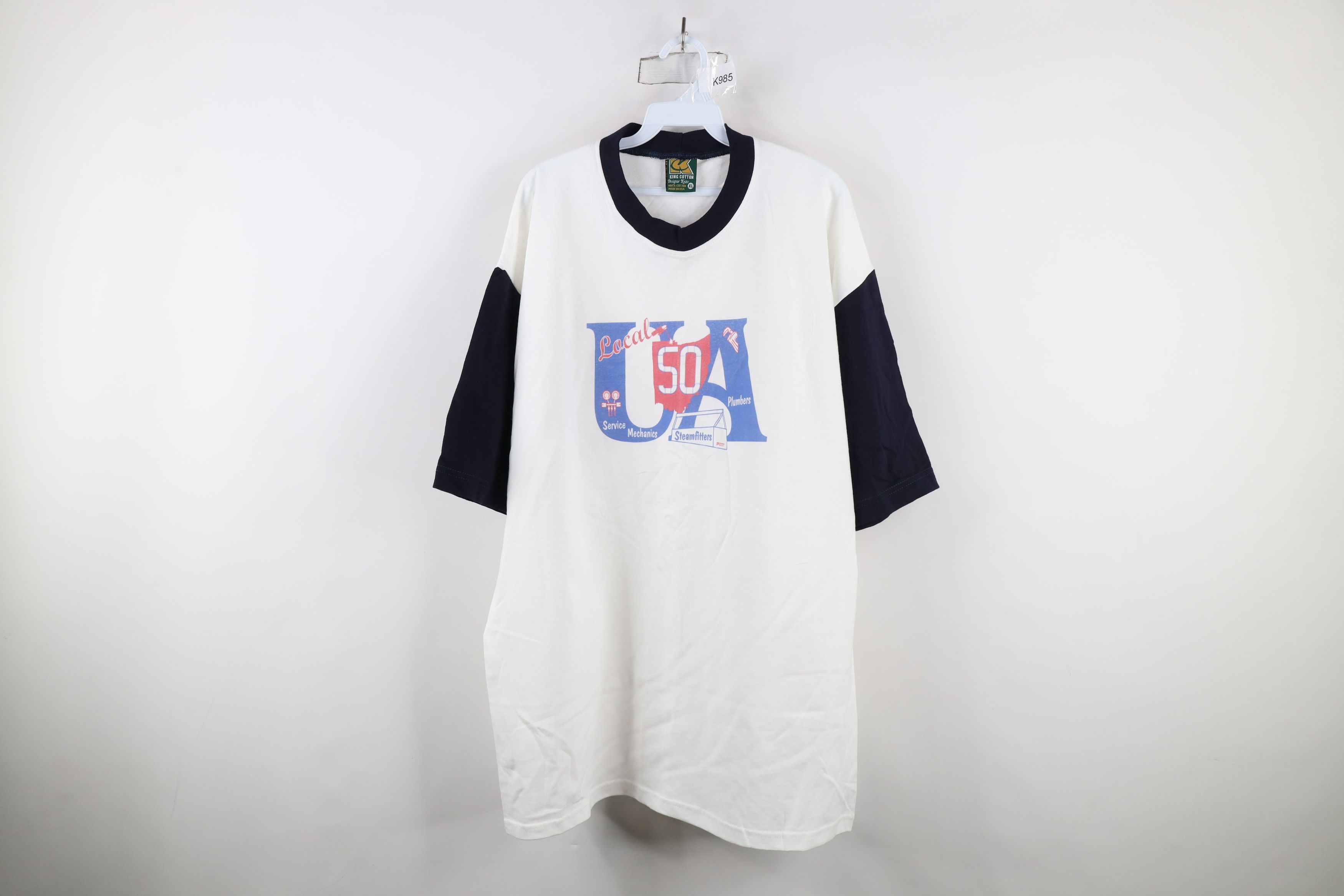 Vintage Vintage 90s Union Steamfitters Plumbers Union T-Shirt USA Size US XL / EU 56 / 4 - 1 Thumbnail