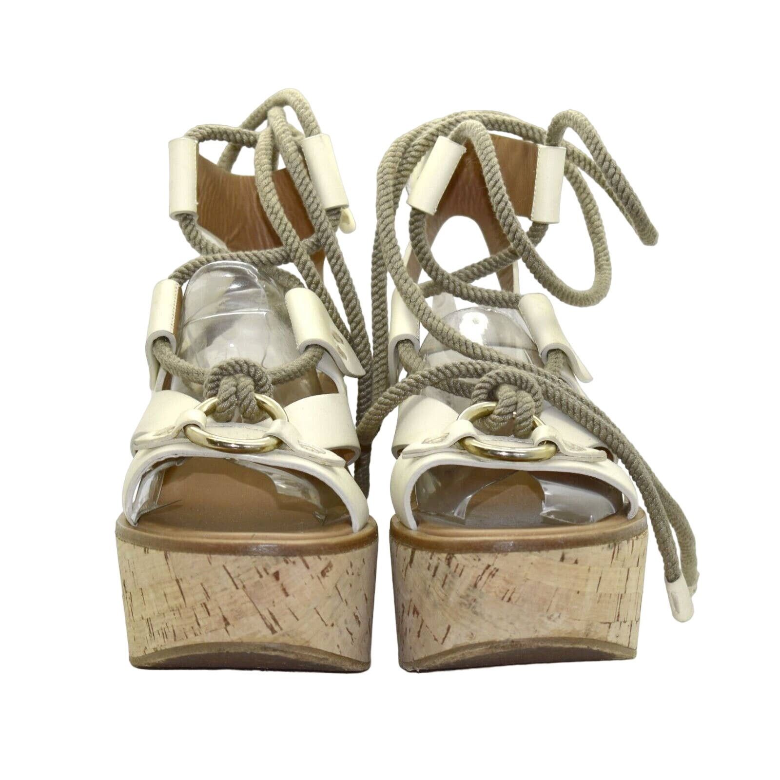 Frye B0 FRYE Dalia White Leather Cork Platform Sandals Shoes 9 M Size US 9 / IT 39 - 4 Thumbnail