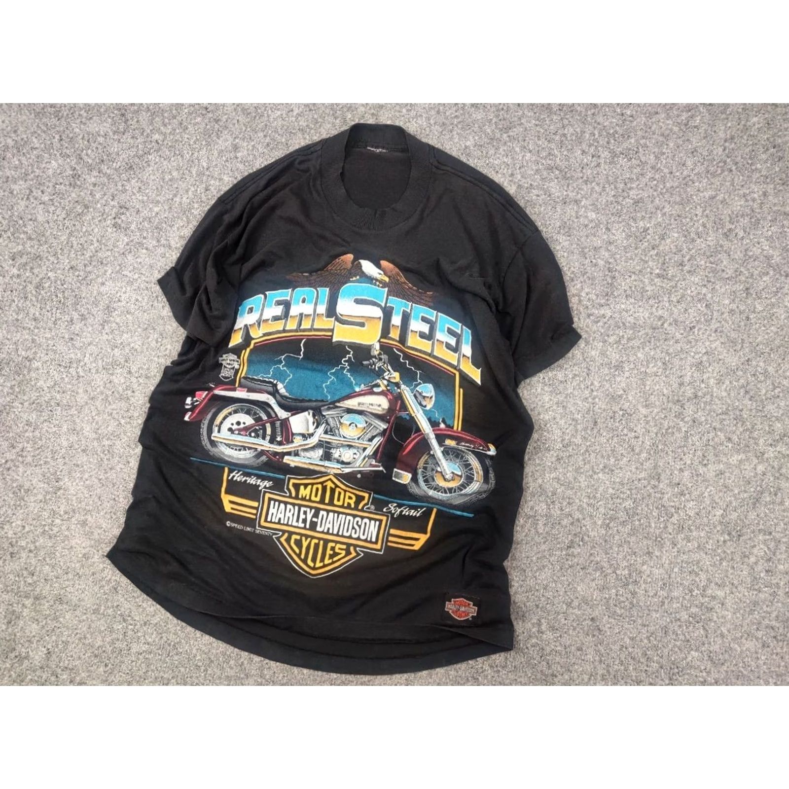 Harley Davidson Vintage 80's Harley-Davidson T-shirt Real Steel Heritage Softail Speed Limit Tee Size US M / EU 48-50 / 2 - 3 Thumbnail