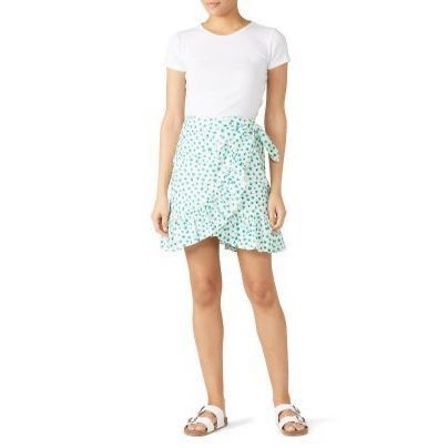 Rebecca Taylor Emerald Daisy Faux Wrap Skirt Size 8 MSRP $