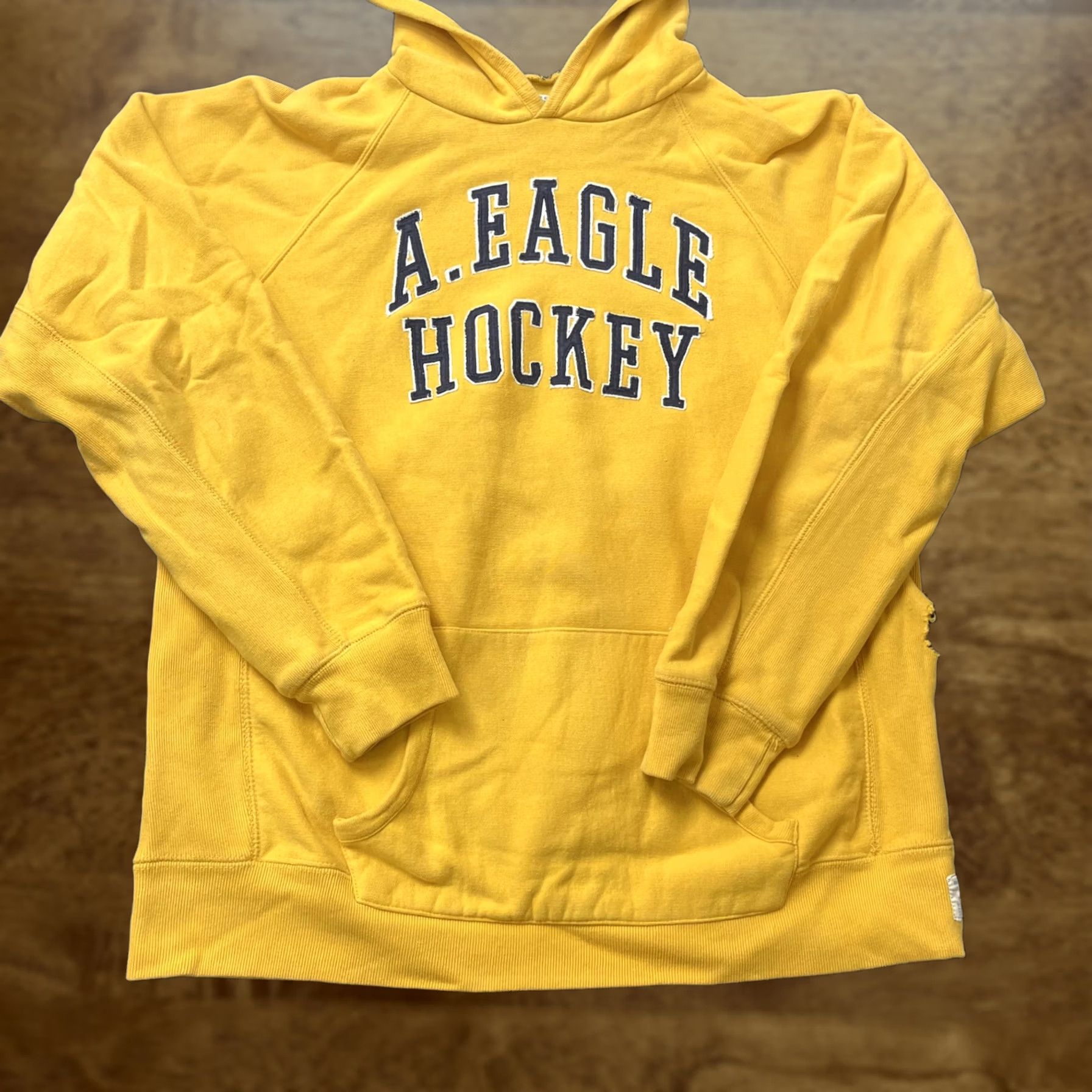 American Eagle Outfitters VINTAGE American Eagle Outfitters Hoodie Mens XL Yellow Fleece Hockey Pullover 36 Back Size US XL / EU 56 / 4 - 1 Thumbnail