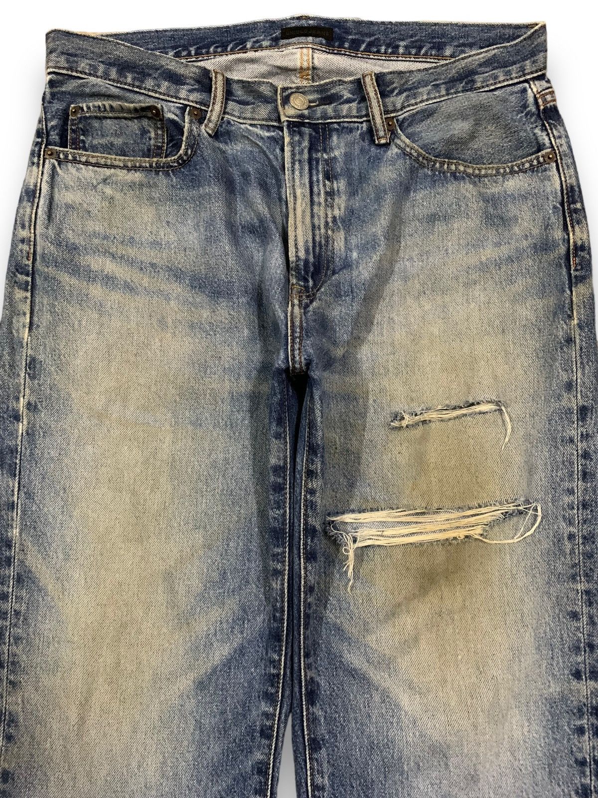Uniqlo Vintage Uniqlo Dirt Mud Wash Straight Leg Distressed Jeans Size US 33 - 3 Thumbnail