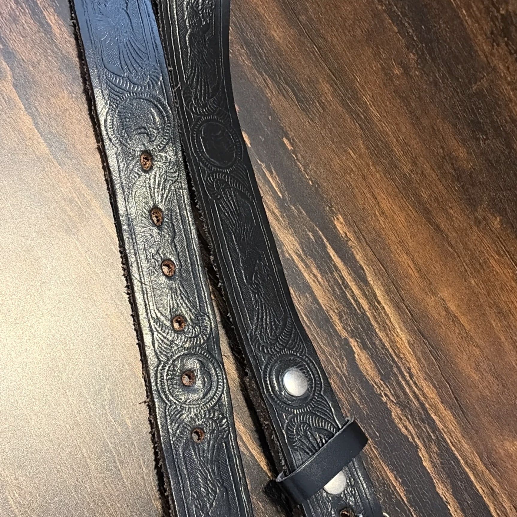 Vintage VINTAGE Motorcycle Belt Black Engrained Leather Pewter Buckle Live To Ride 38-40 Men? Women? Size ONE SIZE - 6 Thumbnail