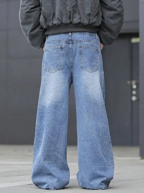 Jean × Vintage Faded Baggy Denim Jeans Wide Leg Size US 34 / EU 50 - 2 Thumbnail