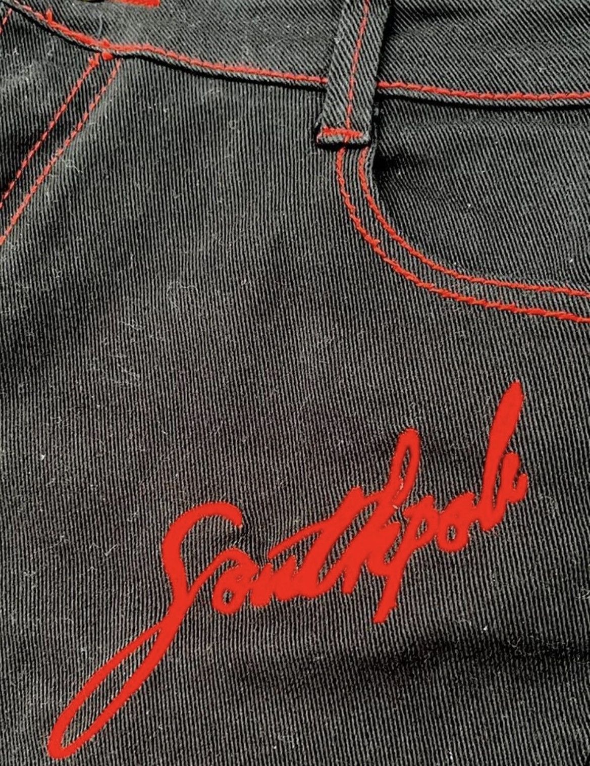 Southpole Y2K Southpole Black Jeans Red Contrast Stitch Embroidered Size 30" / US 8 / IT 44 - 7 Thumbnail