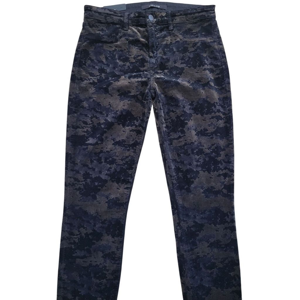 J Brand J. BRAND Women Olive Camo Velvet Super Skinny Mid-Rise Pants Size 28" / US 6 / IT 42 - 4 Thumbnail