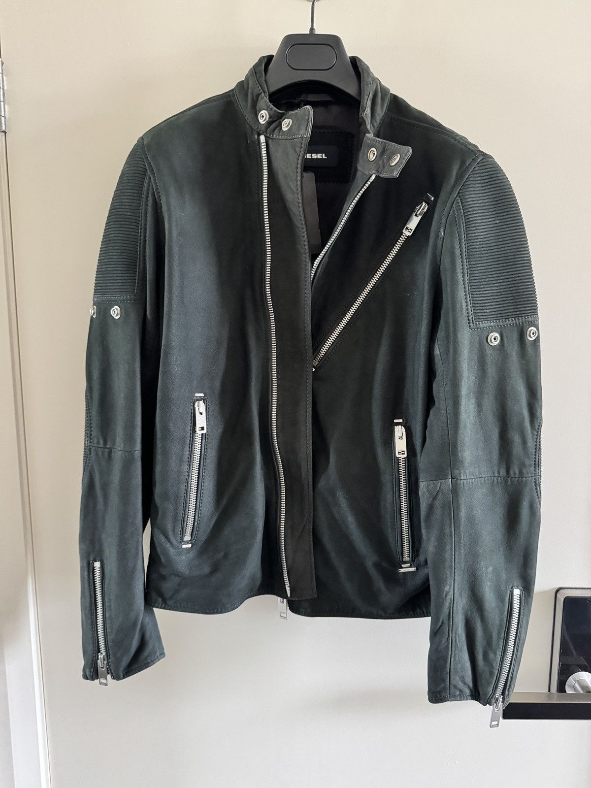 Diesel L-Mackson Black / Grey Leather Biker Jacket medium Size US M / EU 48-50 / 2 - 17 Thumbnail