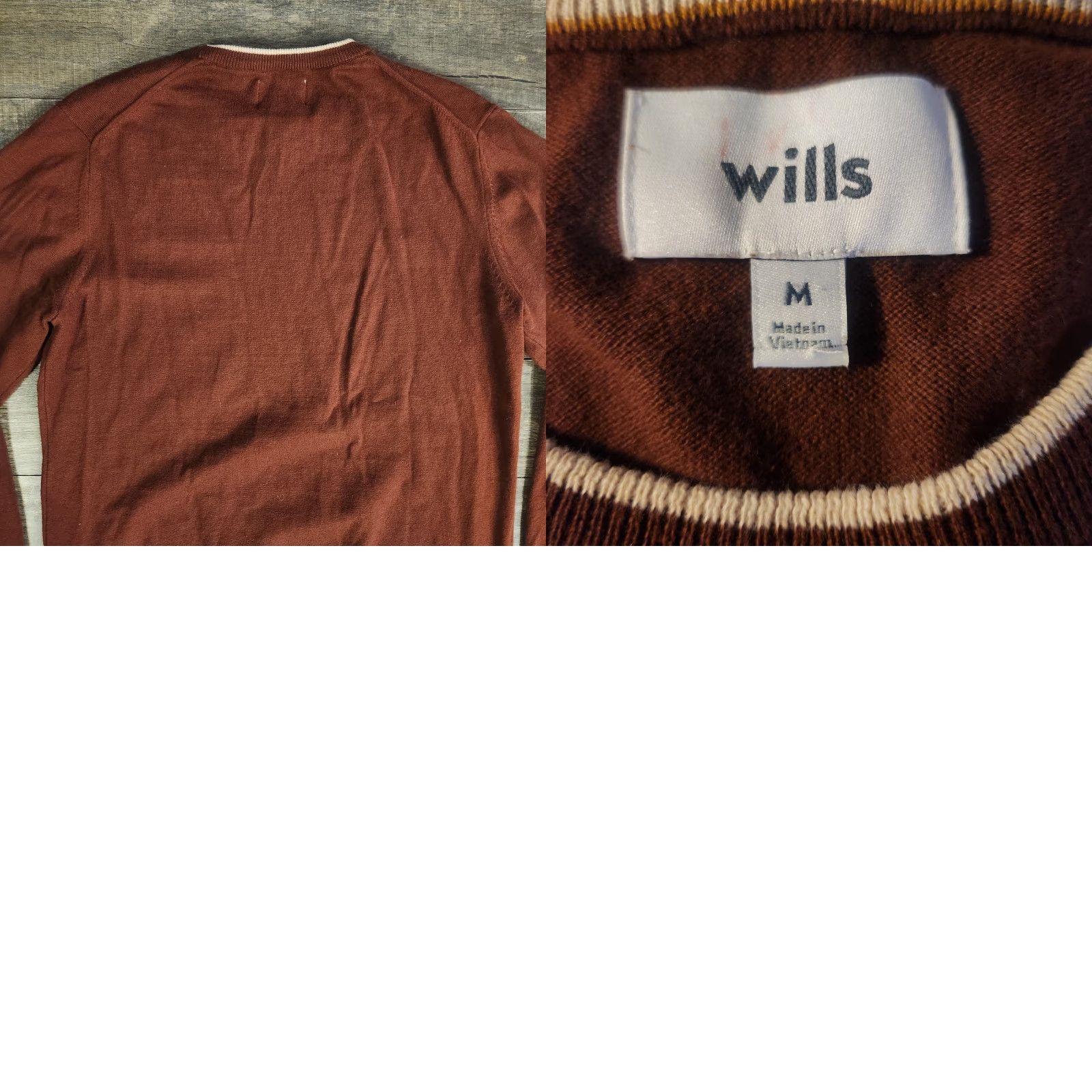 Vintage Wills Sweater Mens Medium Crewneck Cotton Cashmere Blend Sweater Brown Crew Neck Pullover Regular M Mens Shirt Size US M / EU 48-50 / 2 - 8 Thumbnail