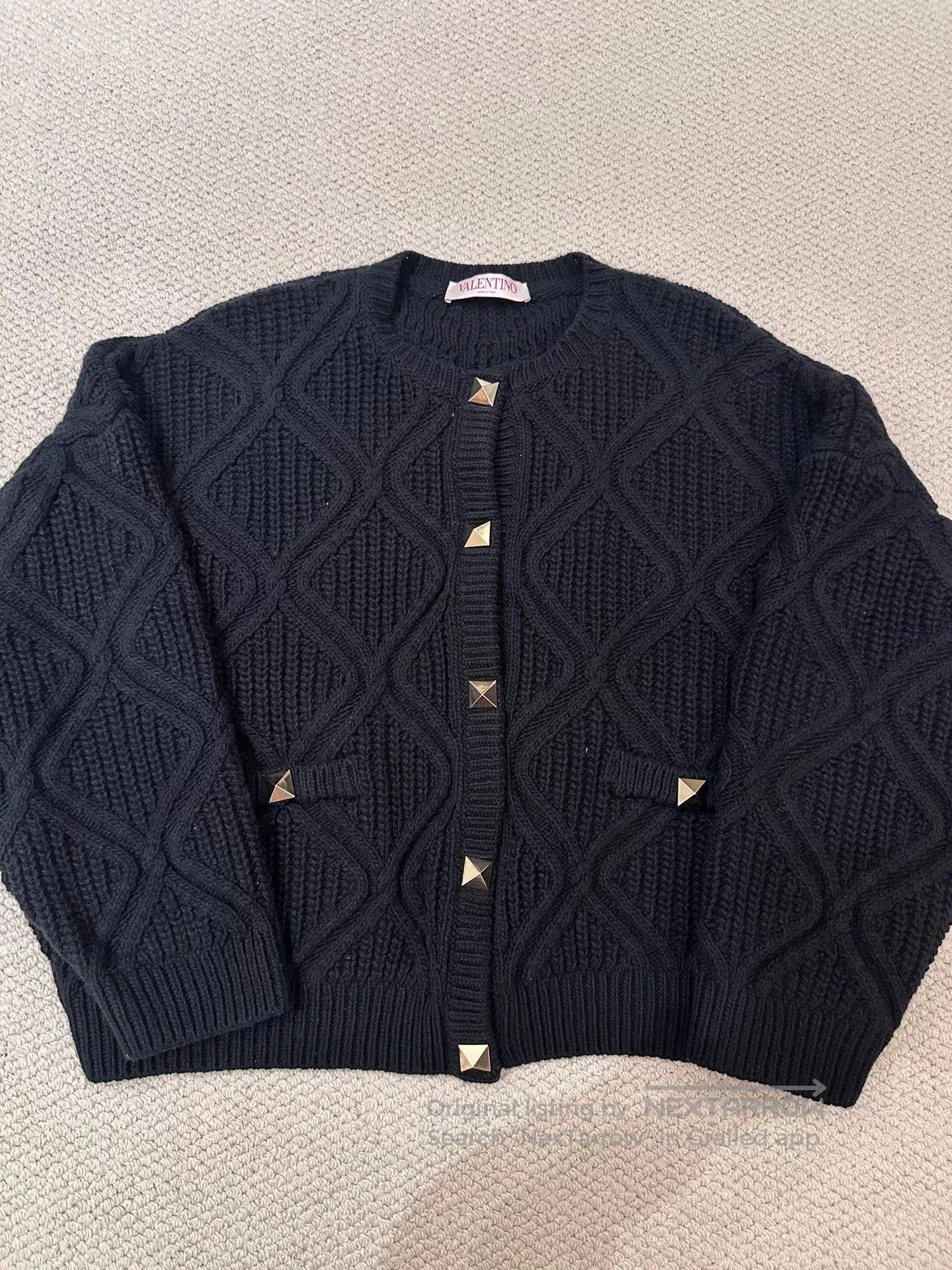 Valentino Valentino Black Knit Studded Cardigan. Size US M / EU 48-50 / 2 - 1 Thumbnail