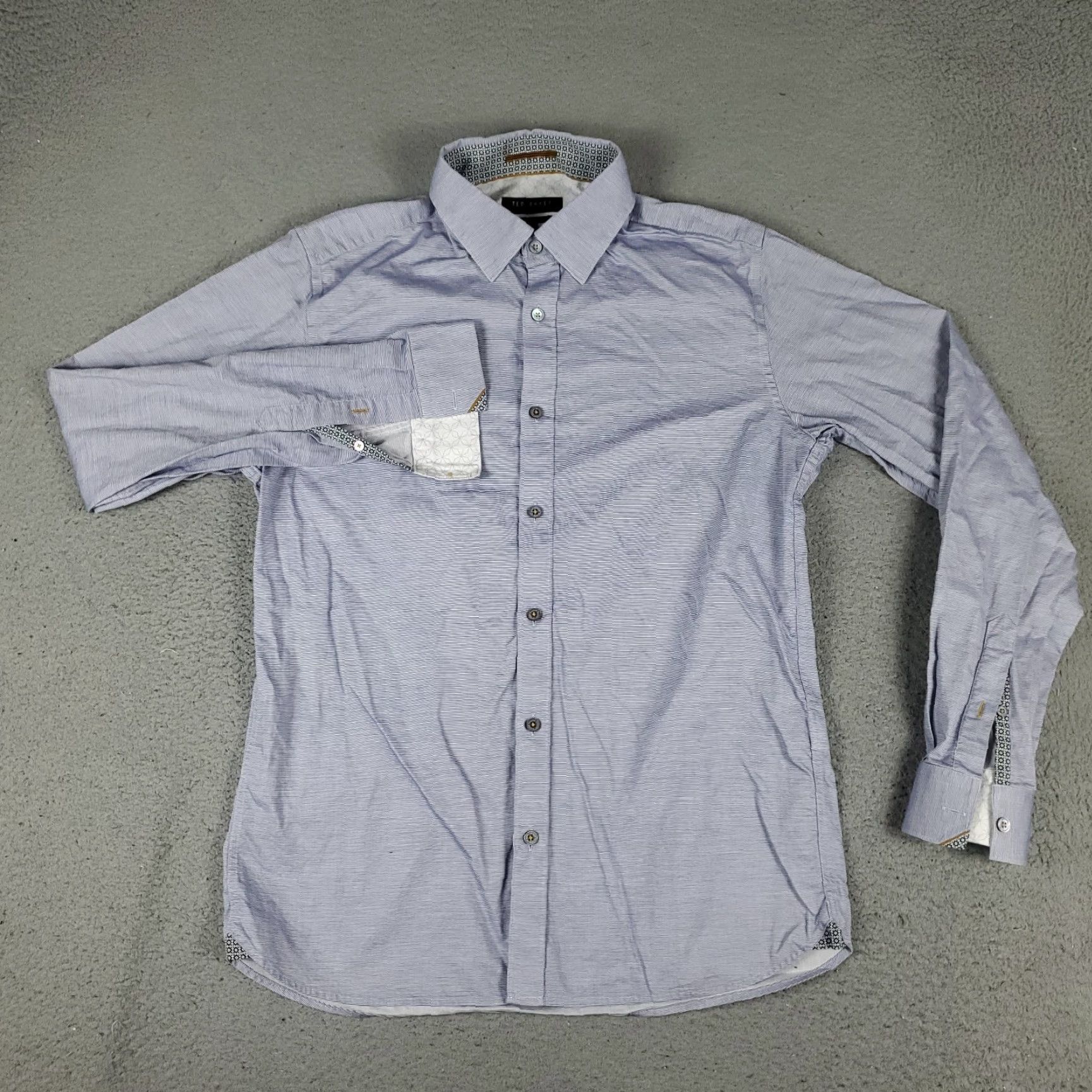 Ted Baker VINTAGE None Shirt Men Size 16 Blue Dress Button Up Long Sleeve Business Casual Formal Wedding Size 42R - 2 Thumbnail