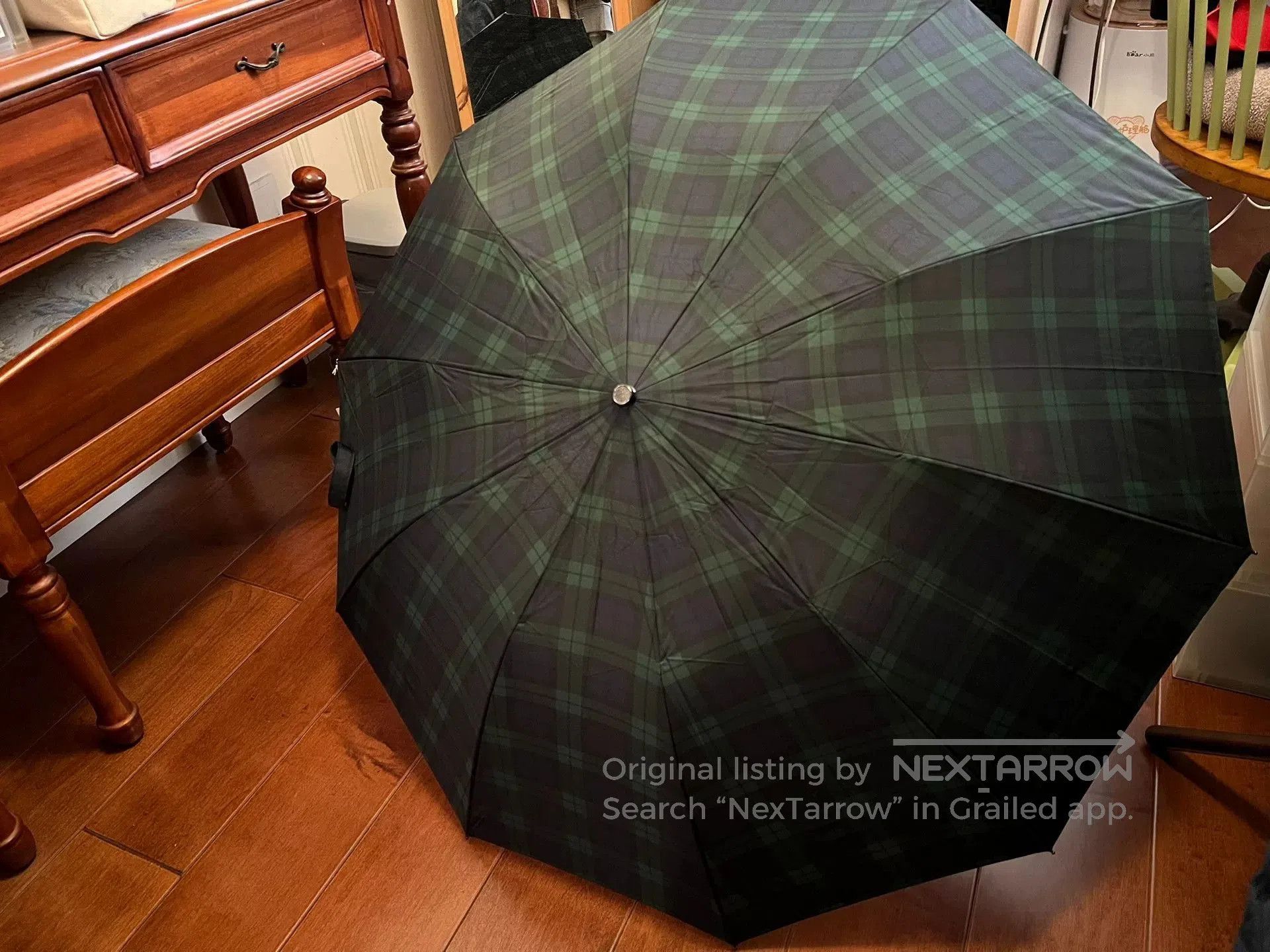 Fox Brothers Fox Umbrellas Scottish Green Tartan Folding. Size ONE SIZE - 3 Thumbnail
