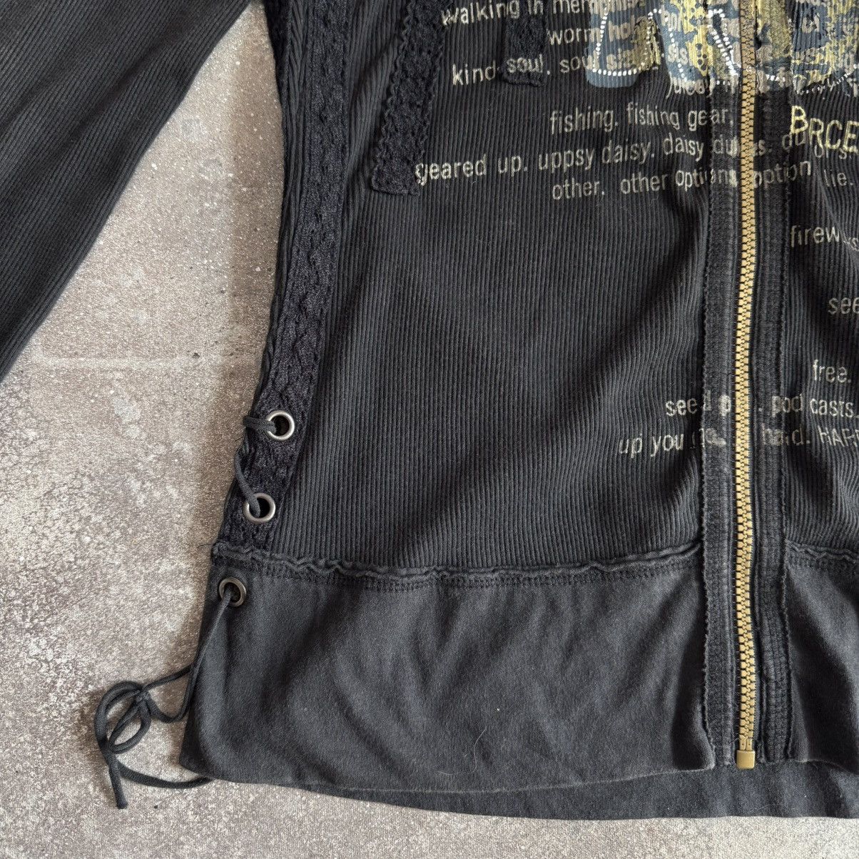 Hard Rock Cafe × Vintage Hard Rock Cafe Y2K Vintage Grunge Gothic Ribbed Zip Hoodie Size M / US 6-8 / IT 42-44 - 6 Thumbnail