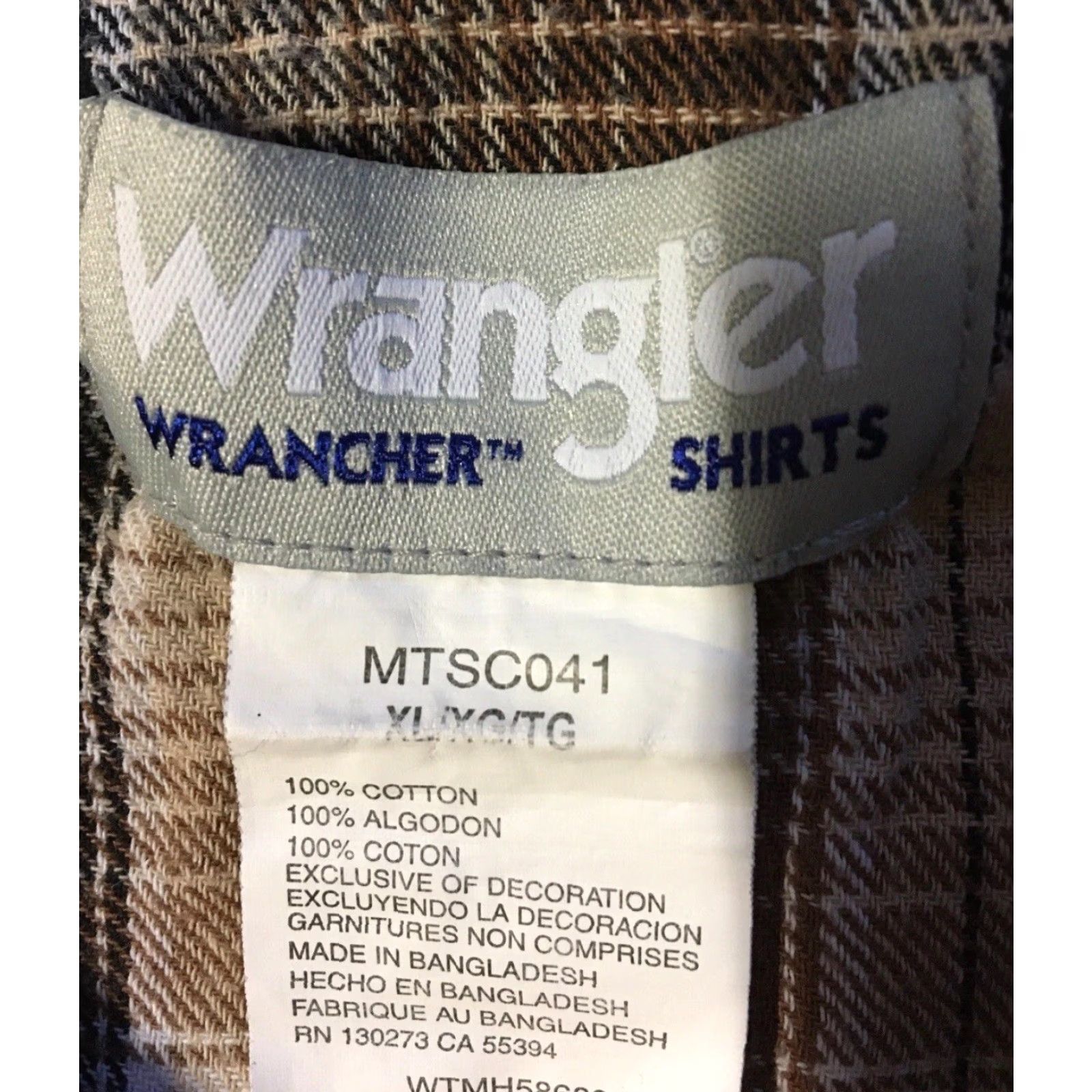 Wrangler VINTAGE Wrangler Pearl Snap Shirt XL Brown Plaid Flannel Women's Button-Up 90s Rodeo Cowboy Biker Grunge Western Size XL / US 12-14 / IT 48-50 - 3 Thumbnail