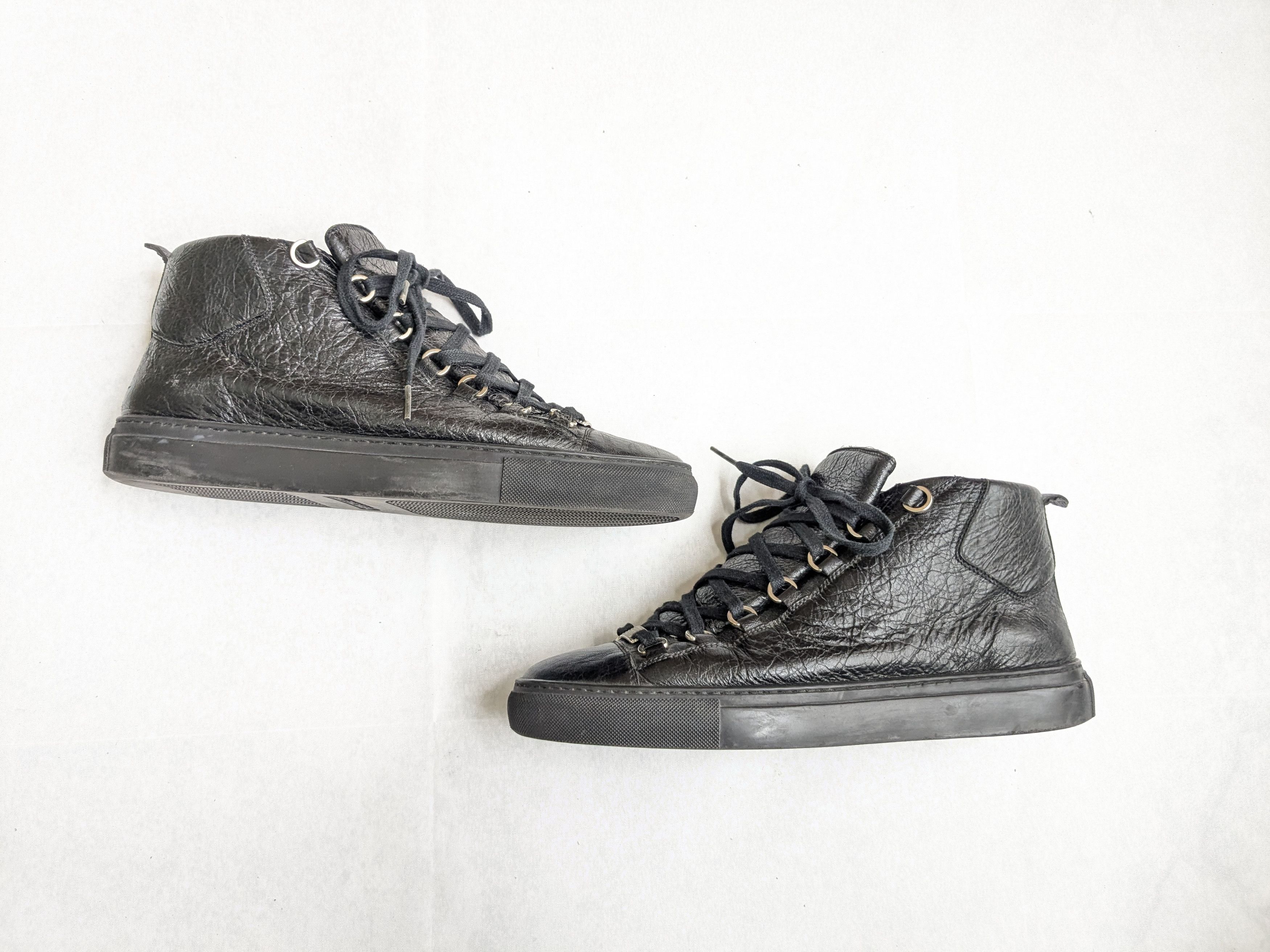 Balenciaga Balenciaga Arena Black Leather High Tops Lace Up 10 Size US 10 / EU 43 - 1 Thumbnail