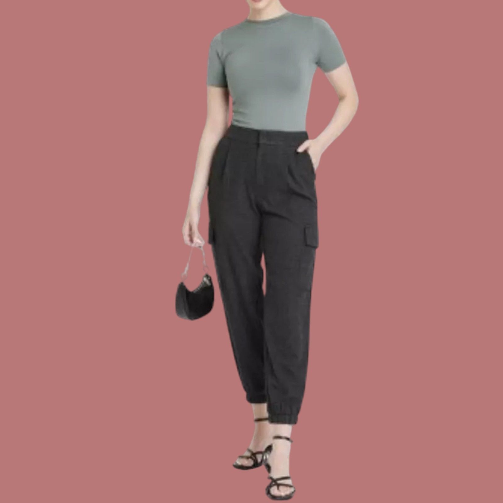 Other A New Day - Women's High-Rise Ankle Jogger Pants - Charcoal Size 28" / US 6 / IT 42 - 2 Thumbnail