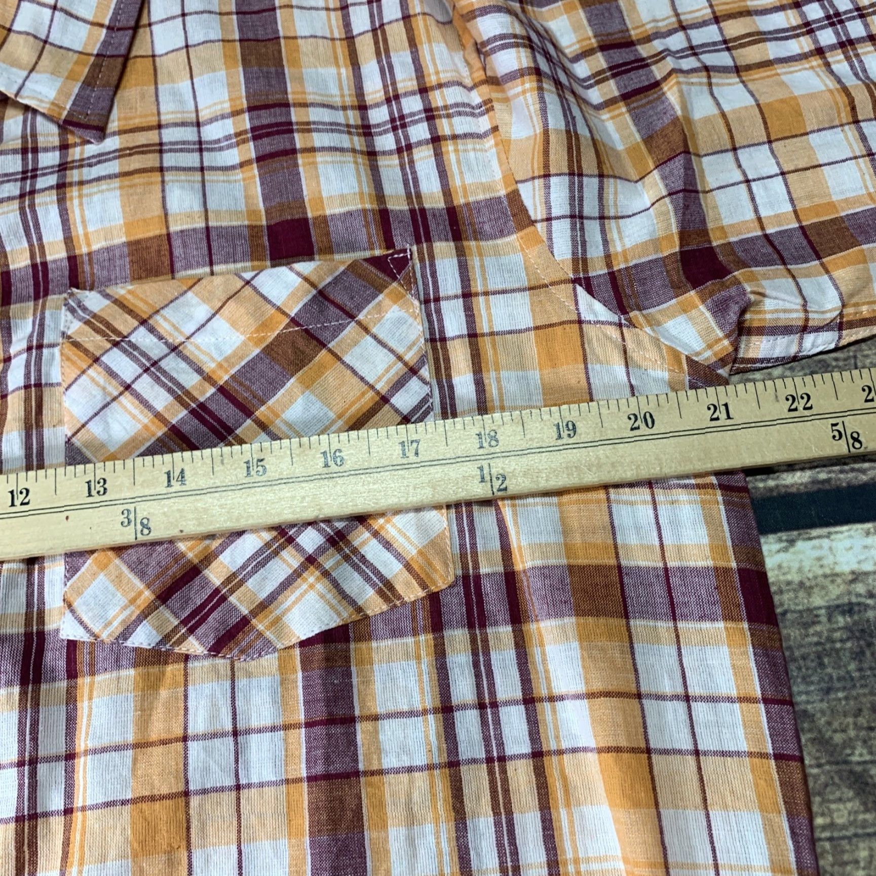 Vintage American Ranger Mens Western Short Sleeve Shirt Button Up Orange Plaid Size US M / EU 48-50 / 2 - 6 Thumbnail