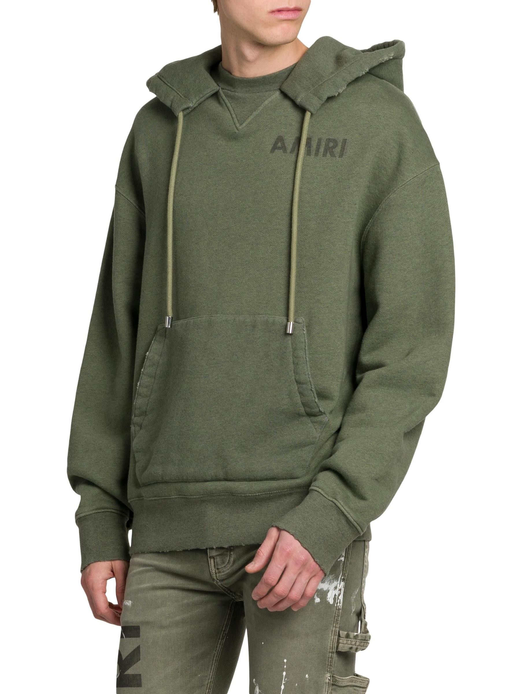 Amiri os11x1225 Stencil Cotton Oversized Hoodie in Olive Green Size US M / EU 48-50 / 2 - 3 Thumbnail