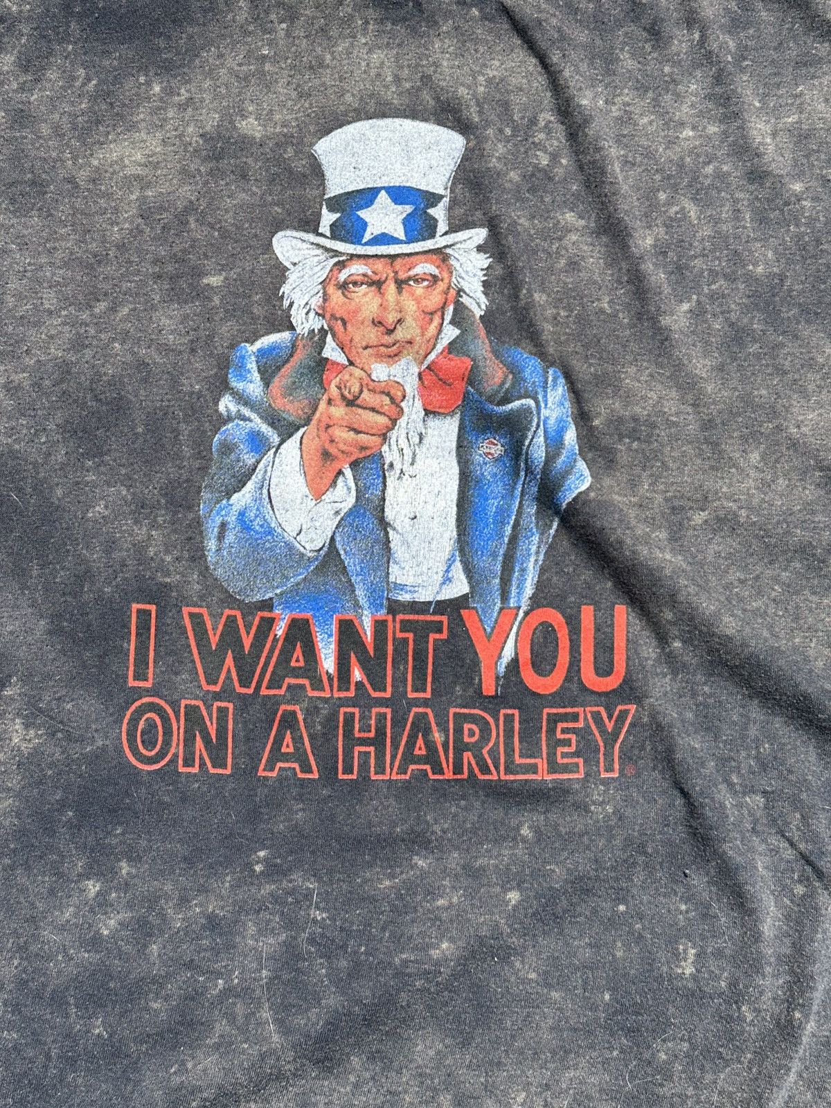 Harley Davidson × Vintage Ultra Rare 1980s Harley Davidson Uncle Sam Parody Shirt Size US XL / EU 56 / 4 - 2 Thumbnail