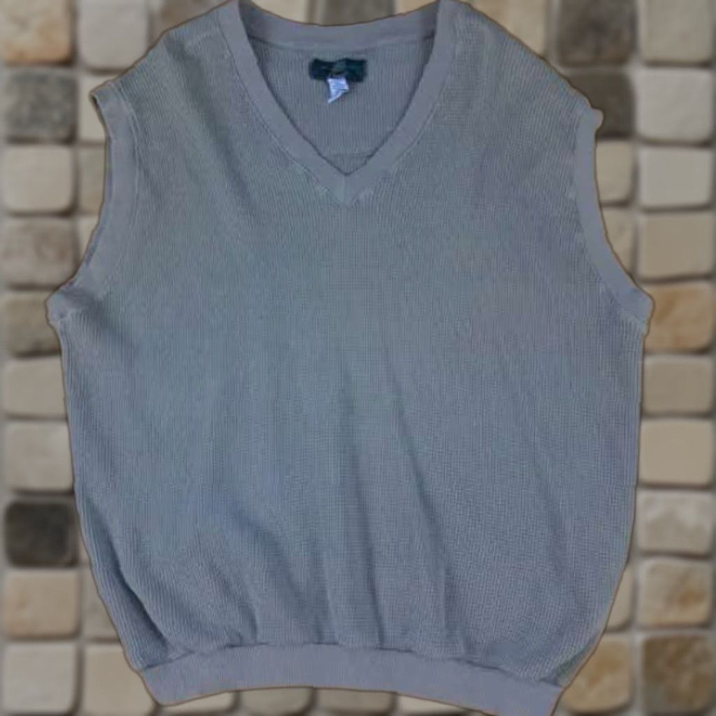 Orvis Orvis Mens Sweater Vest Cotton Knit V-Neck Tan Brown Large, Regular, 26in Long, 25in Pit to Pit Size US L / EU 52-54 / 3 - 1 Thumbnail