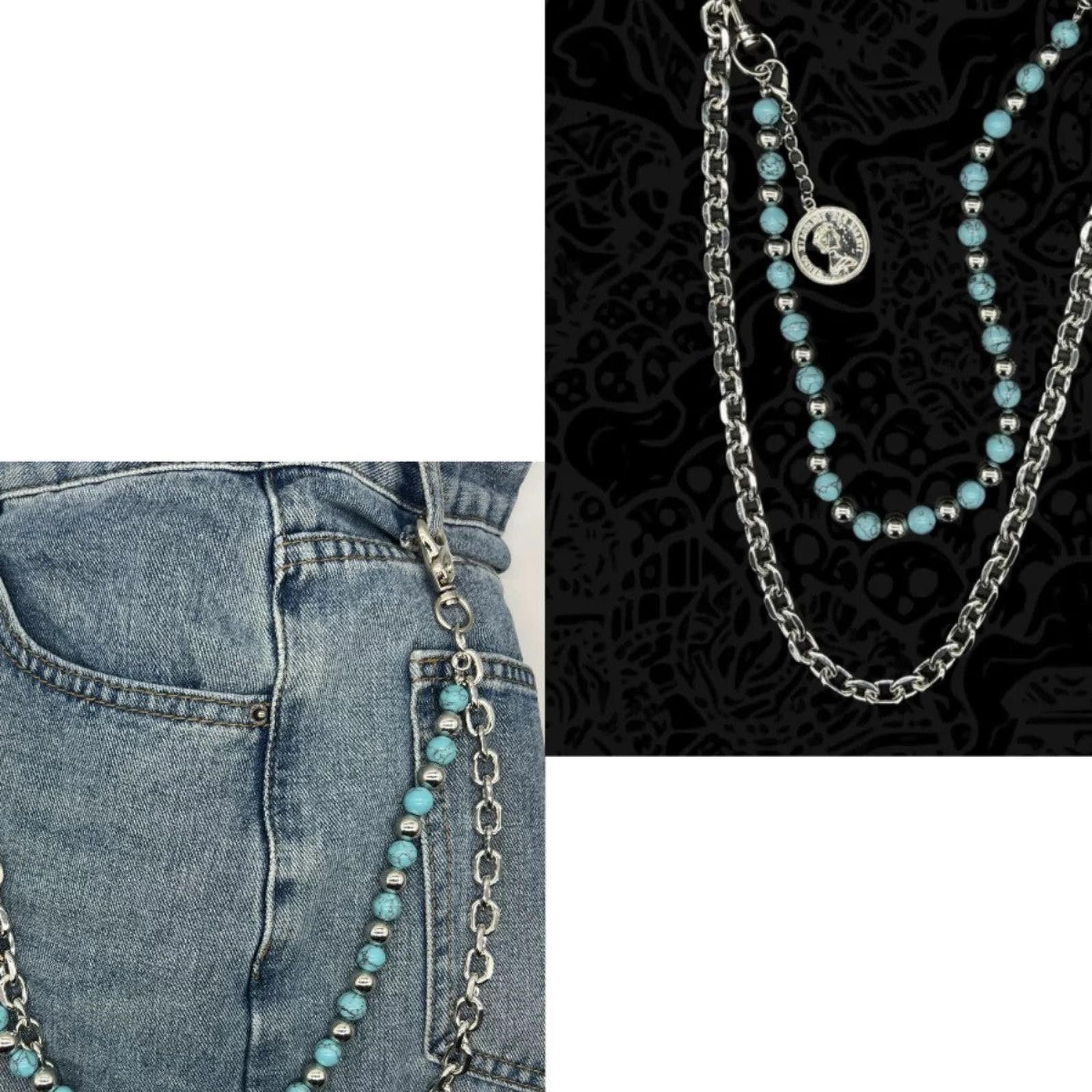 Jewelry Turquoise Beaded Wallet Chain, Pants Chain Size ONE SIZE - 3 Thumbnail