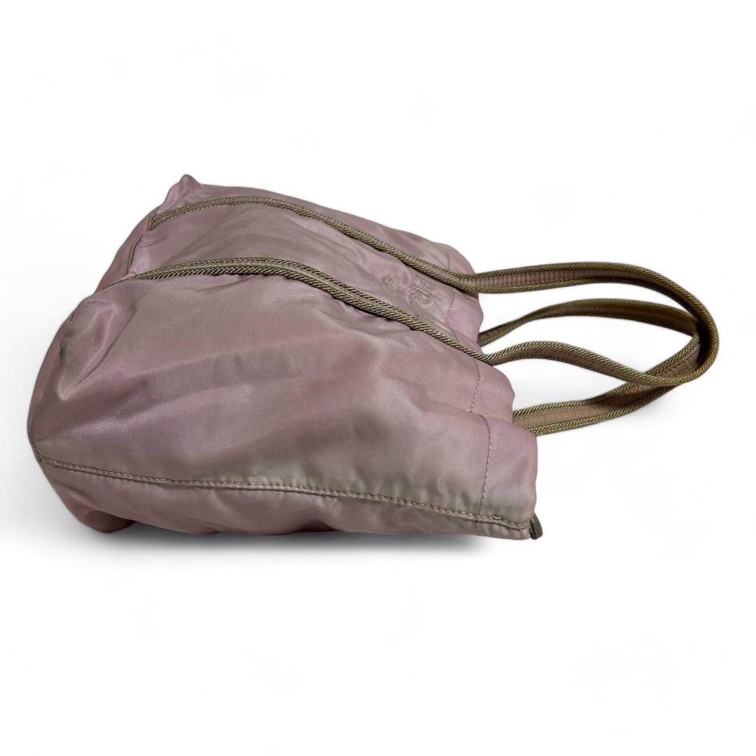 Prada Prada - Pink Nylon Handbag Brown Leather Size ONE SIZE - 3 Thumbnail