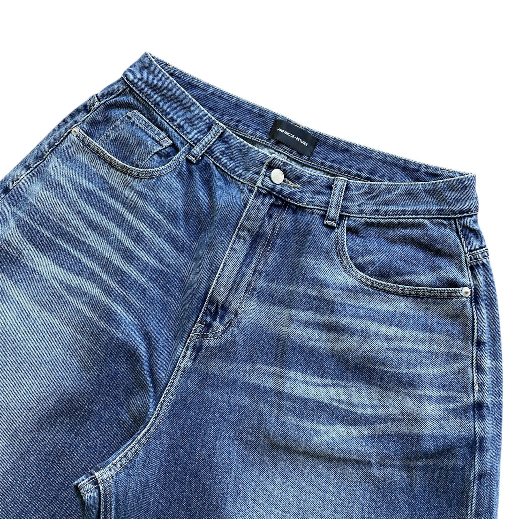 Japanese Brand Baggy skater hiphop denim faded stone wash jeans Size US 34 / EU 50 - 3 Thumbnail
