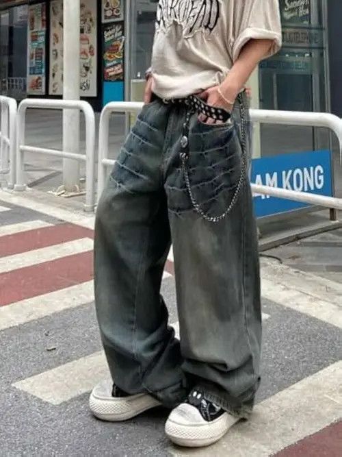 Jean GOTHIC Opium Y2K washed jeans pants Size US 36 / EU 52 - 4 Thumbnail
