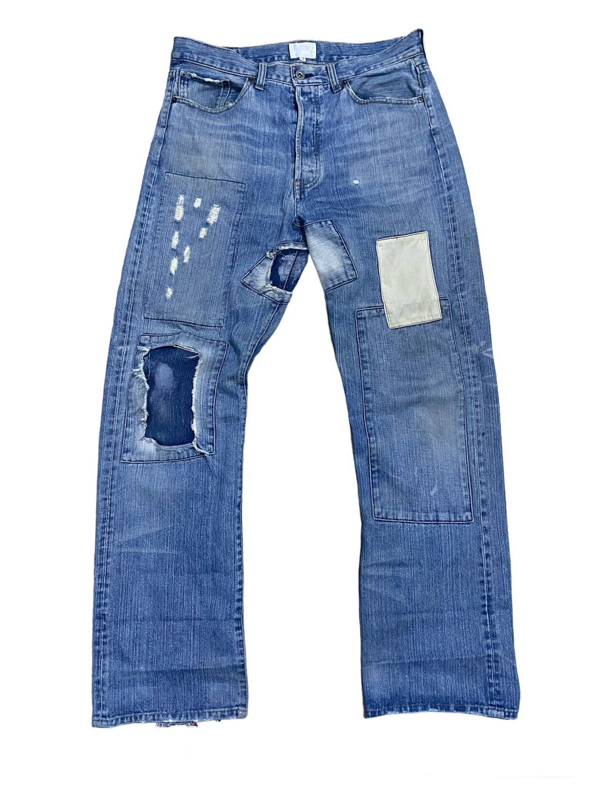 Helmut Lang Exhibitionist Patchwork Jeans Size US 33 - 2 Thumbnail